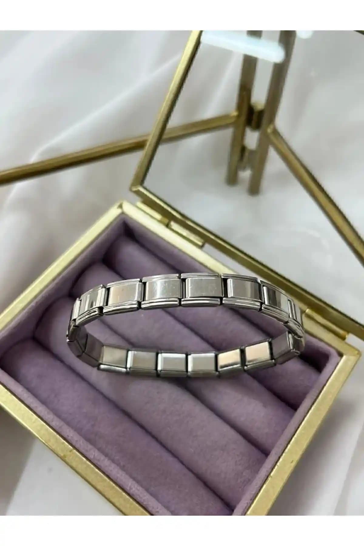 NTB Accessories İtalyan Tarzı Paslanmaz Çelik Charm Bileklik Unisex Şık Tasarım