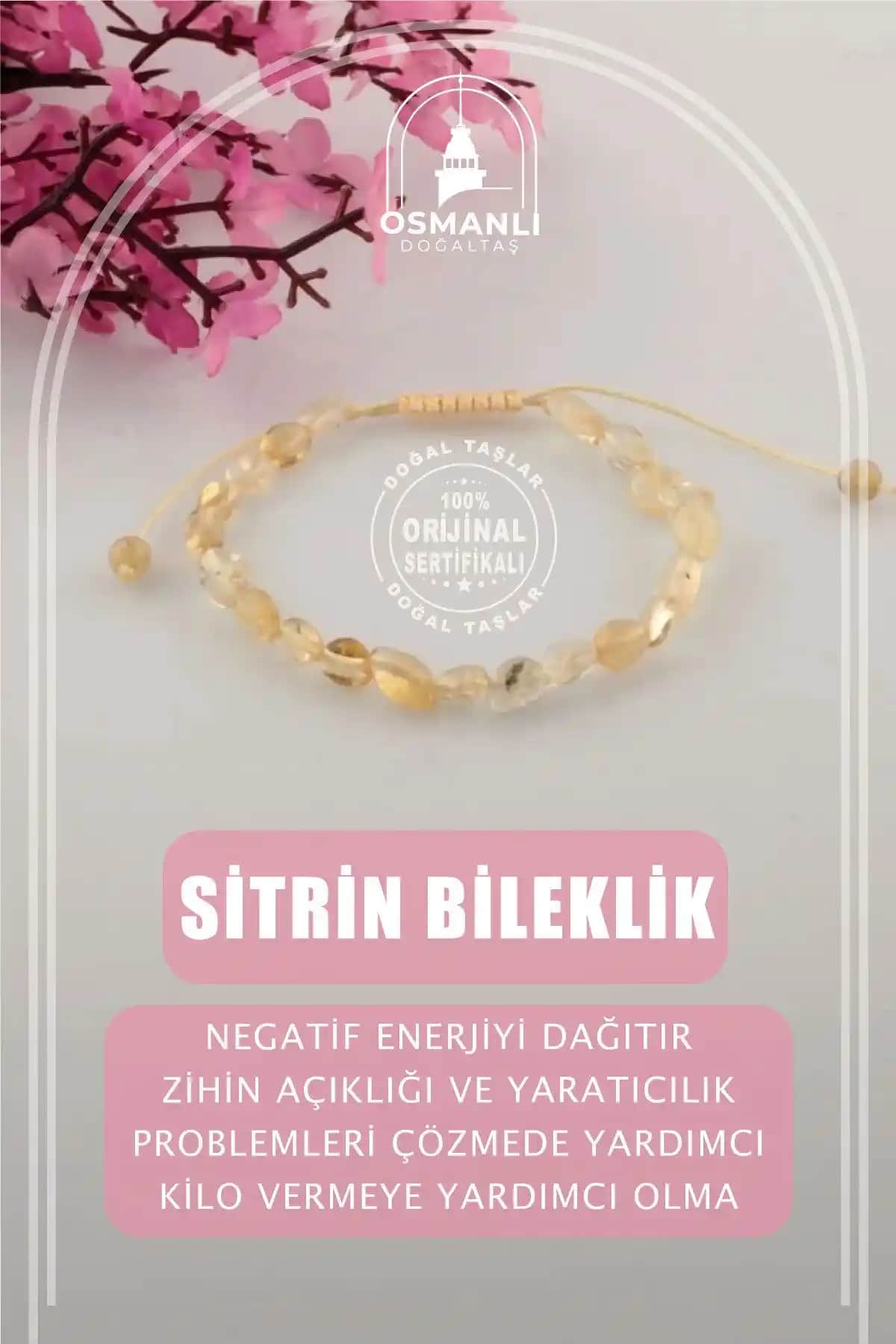 Osmanlı Doğal Taş Sertifikalı Sitrin Bileklik ile İçsel Dengenizi Keşfedin