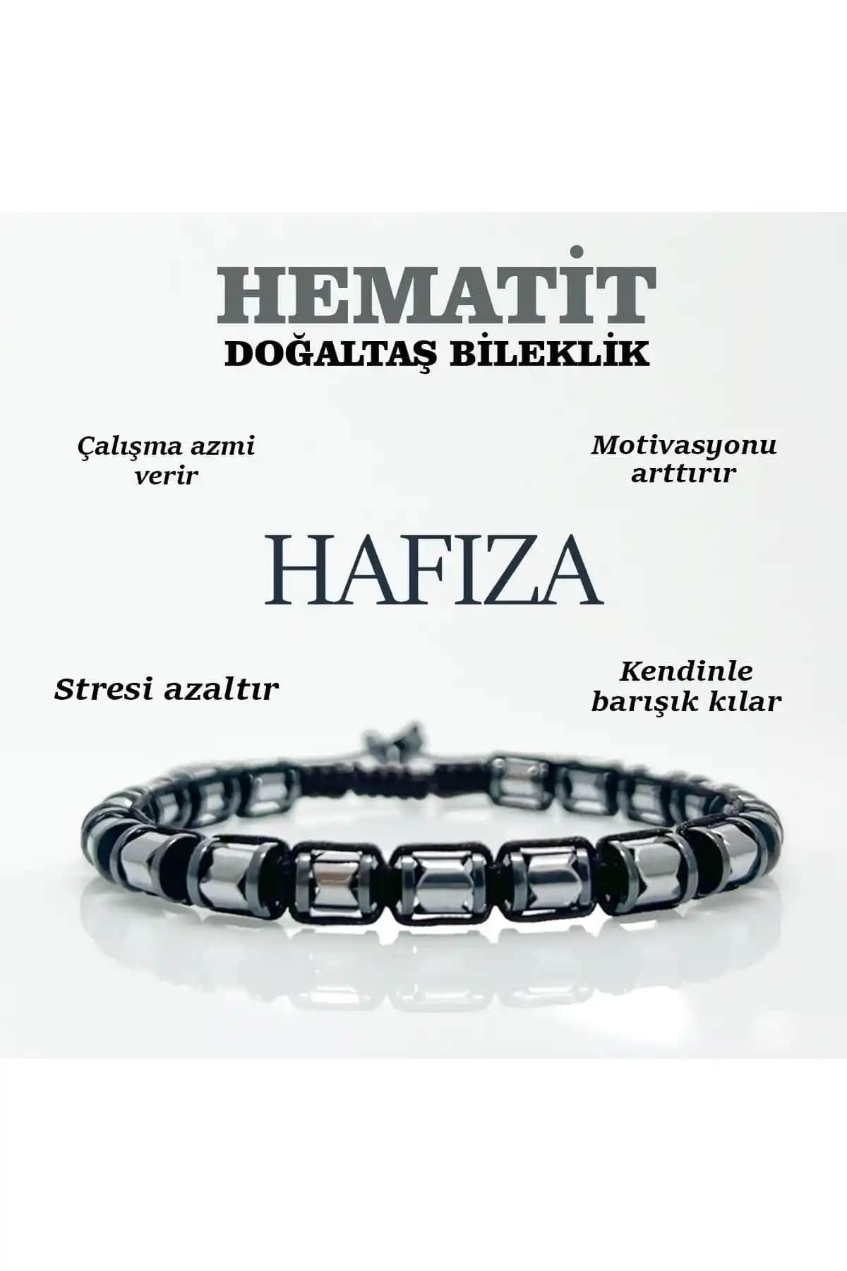 Osmanlı Sertifikalı Hematit Doğal Taş Bileklik 6 Mm Şık ve Unisex Tasarım