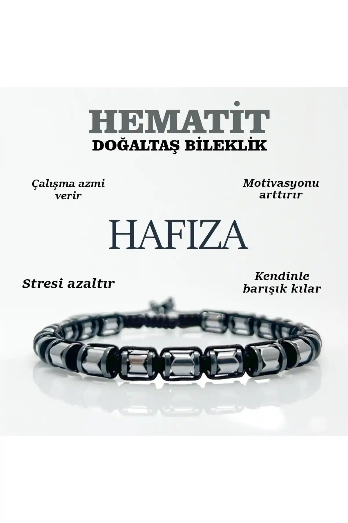 Osmanlı Sertifikalı Hematit Doğal Taş Bileklik 6 Mm Şık ve Unisex Tasarım
