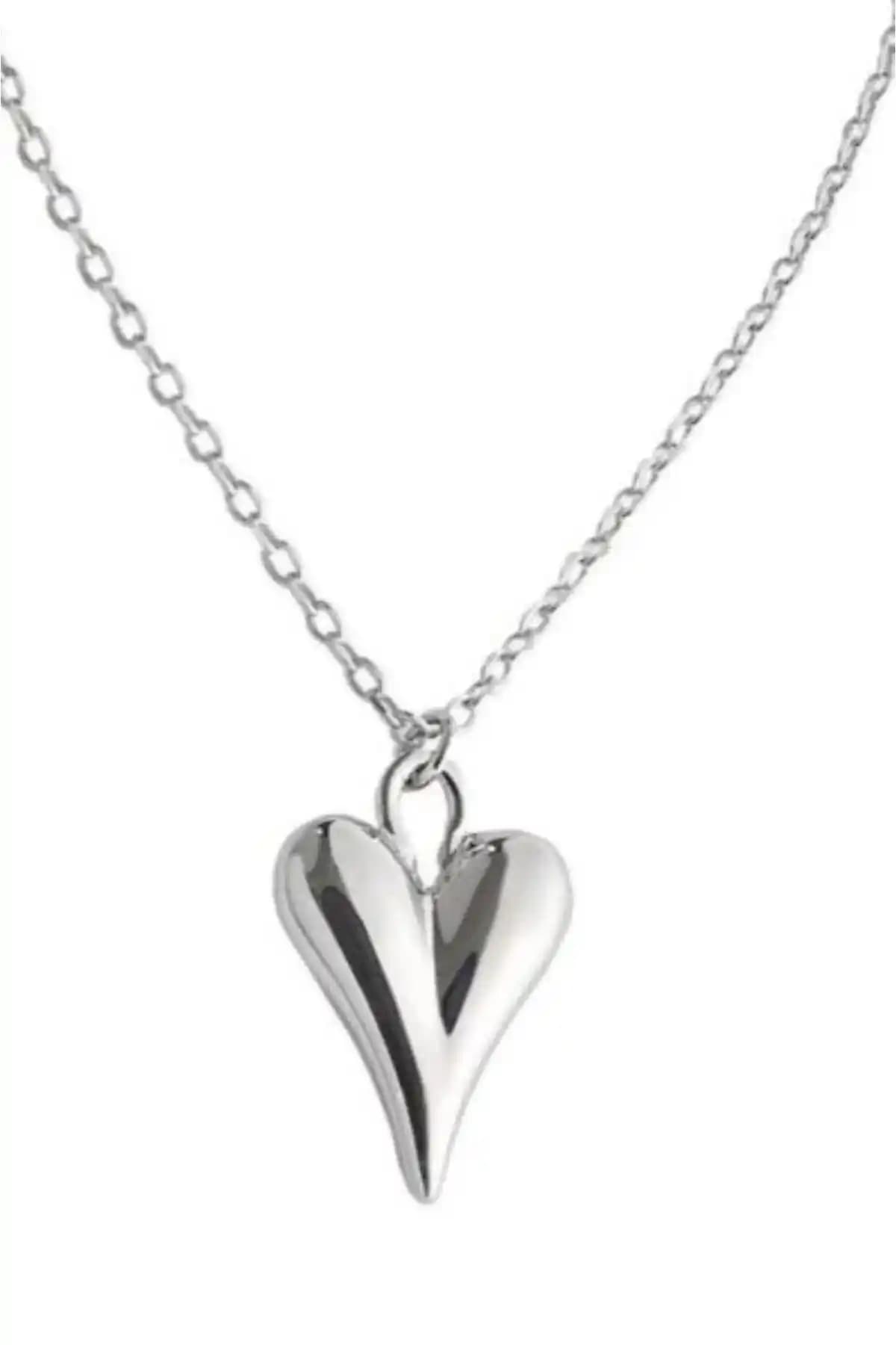 Paslanmaz Çelik Kalpli Zincirli Kolye Günlük ve Özel Günler İçin Uygun