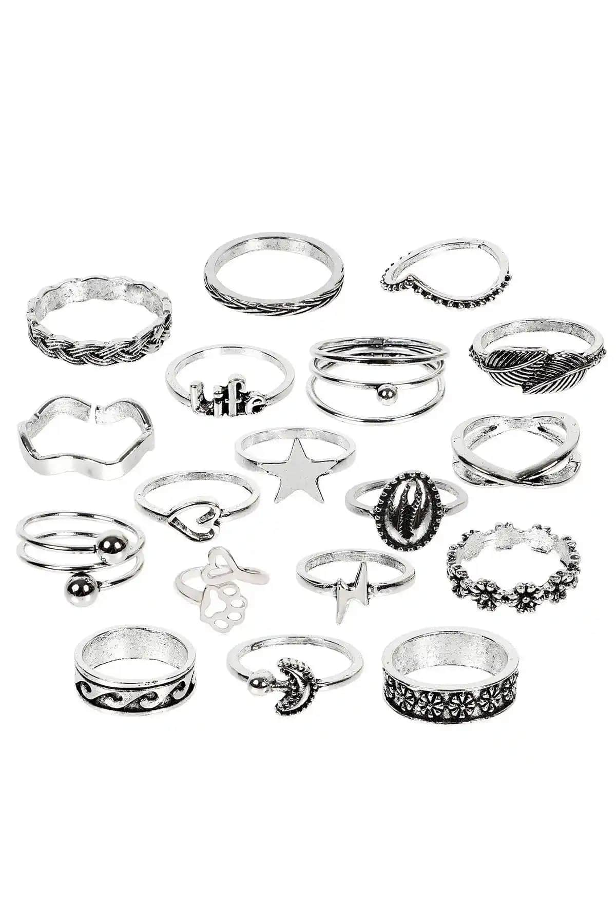 Pelin Aksesuar 18'li Deniz Kabuğu ve Çiçek Figürlü Çoklu Yüzük Seti İncelemesi