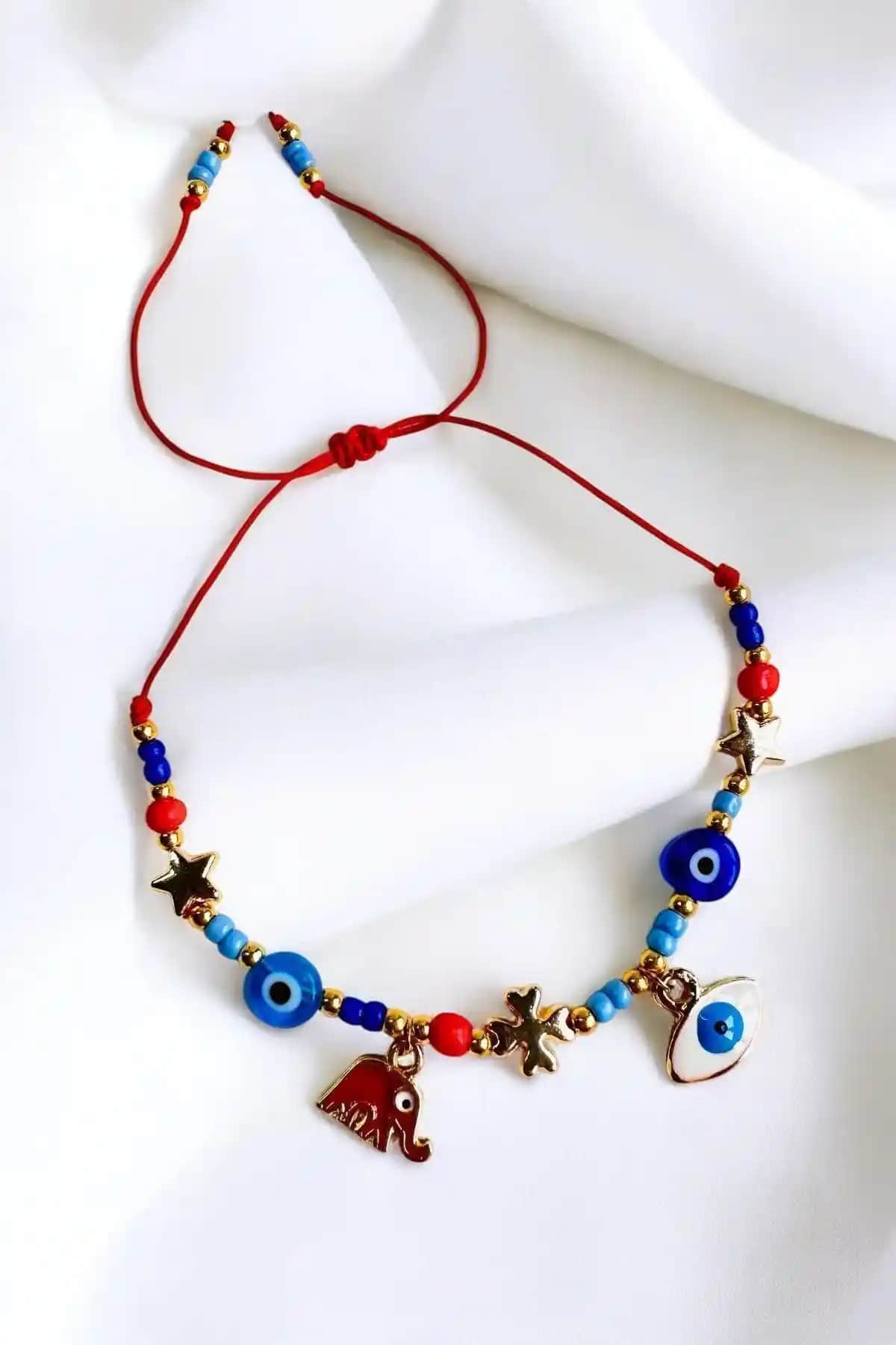 PETEK AKSESUAR Fil Nazar Göz Yılz Yonca Boncuk Tasarım Halhal Bileklik