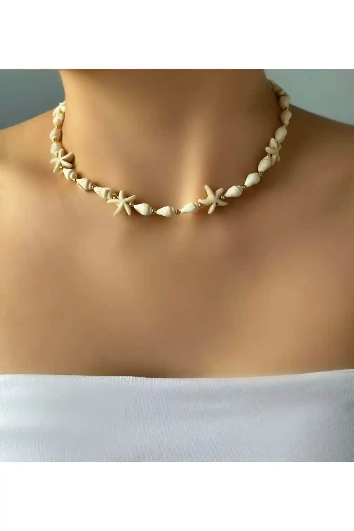 Rakoz Design Deniz Yılzı ve Deniz Kabuğu Doğal Taş Kolye: Deniz Tutkunlarına Özel Tasarım