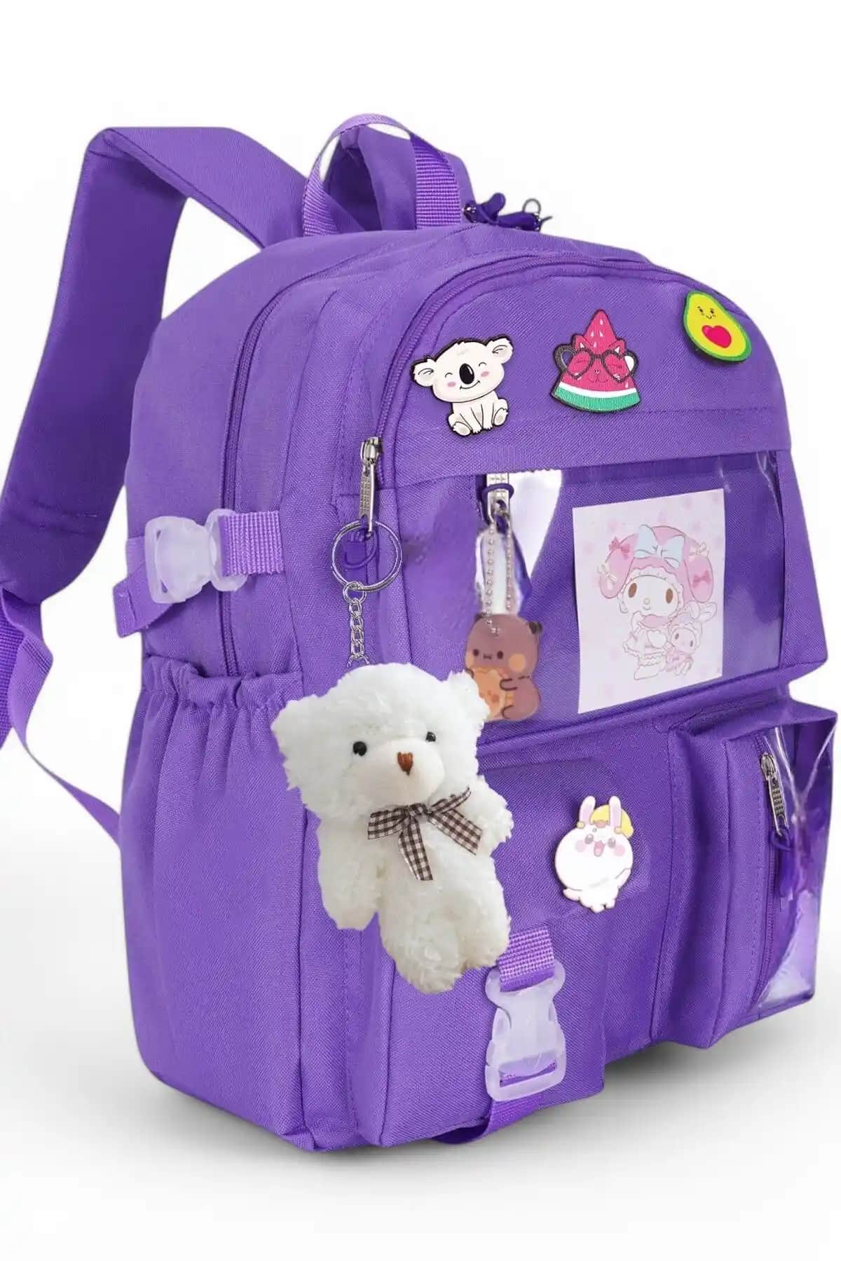 Roomys Kawaii Mor ve Bej Okul Sırt Çantası Karşılaştırması: Kullanışlı ve Estetik Öğrenci Çantaları