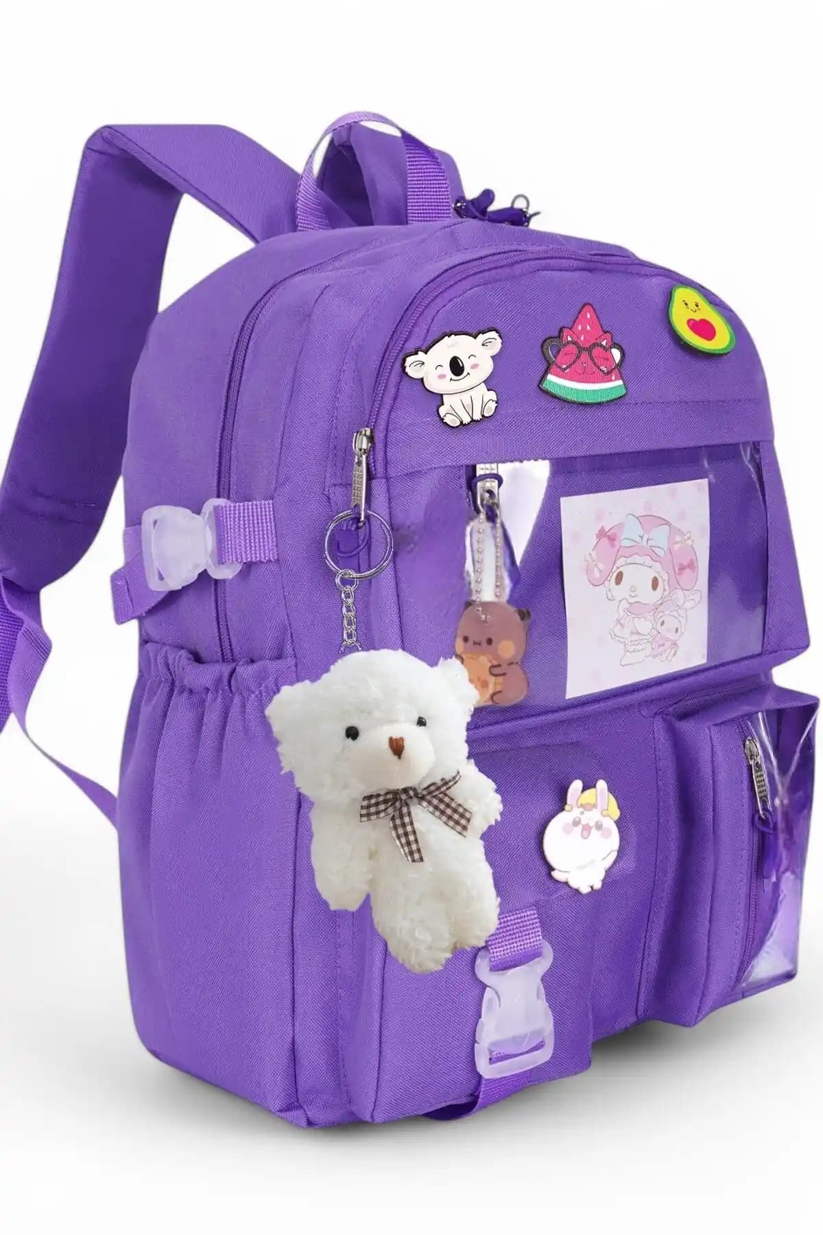 Roomys Kawaii Mor ve Bej Okul Sırt Çantası Karşılaştırması: Kullanışlı ve Estetik Öğrenci Çantaları