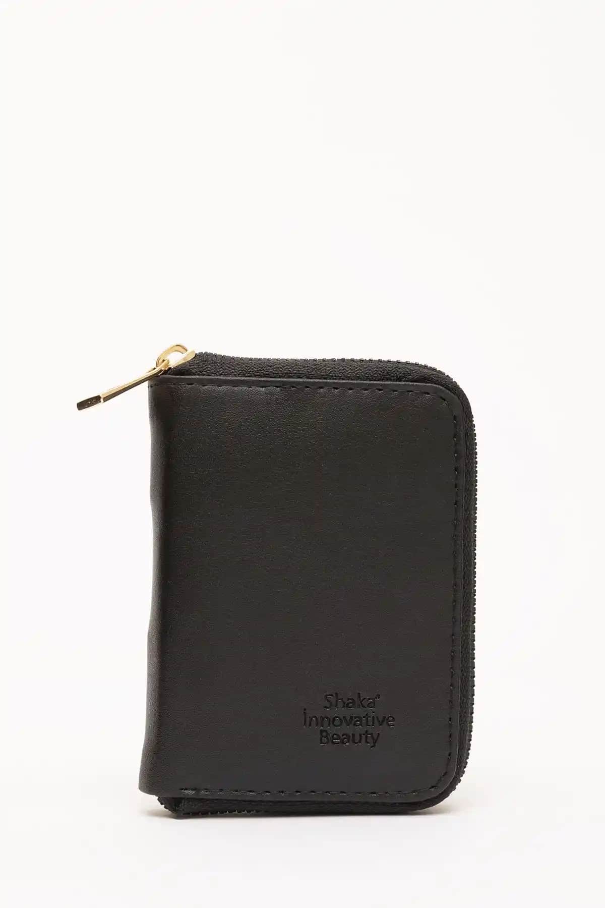 Şaka Siyah Shk63 Kartlıklı Bozuk Para ve Kağıt Para Bölmeli Suni Deri Cüzdan