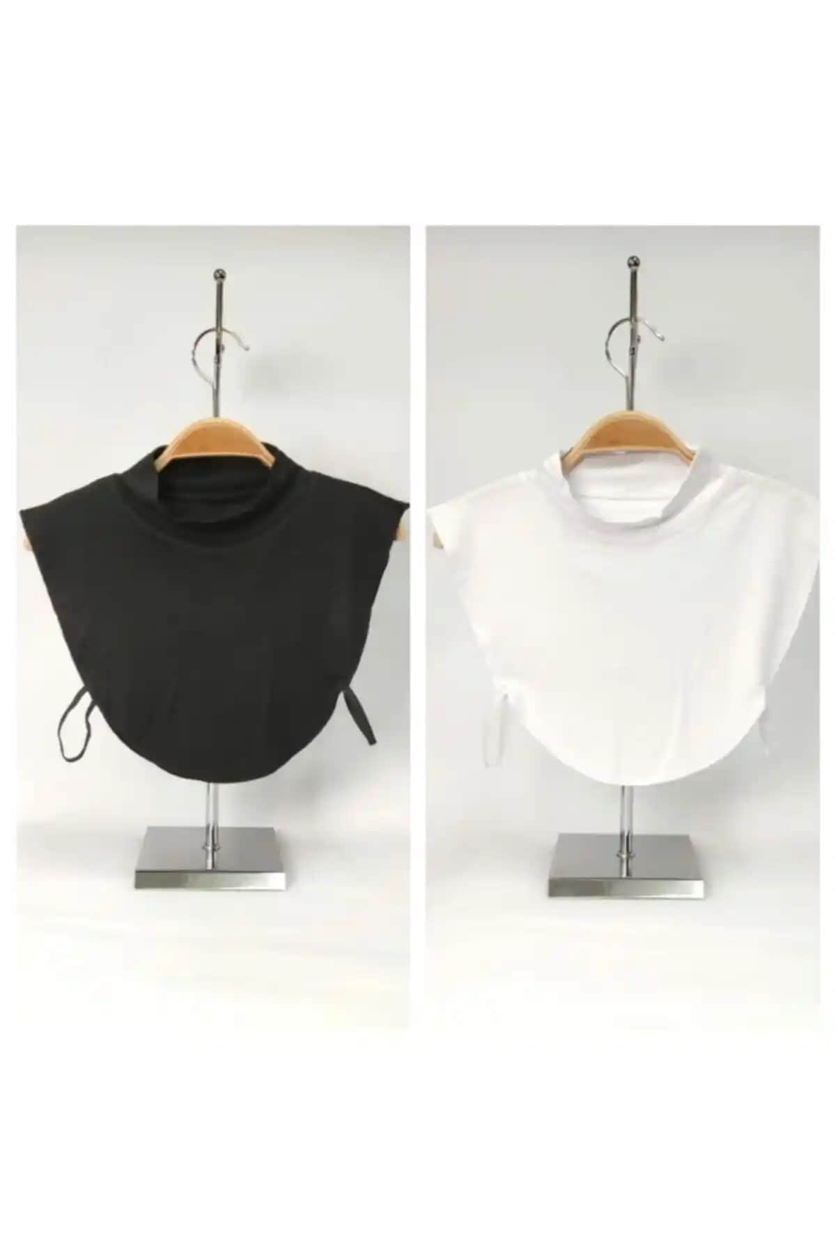 Şalista 2'li Tesettür Boğazlı Bone Siyah ve Beyaz Renk Seçenekleriyle Günlük Kullanım