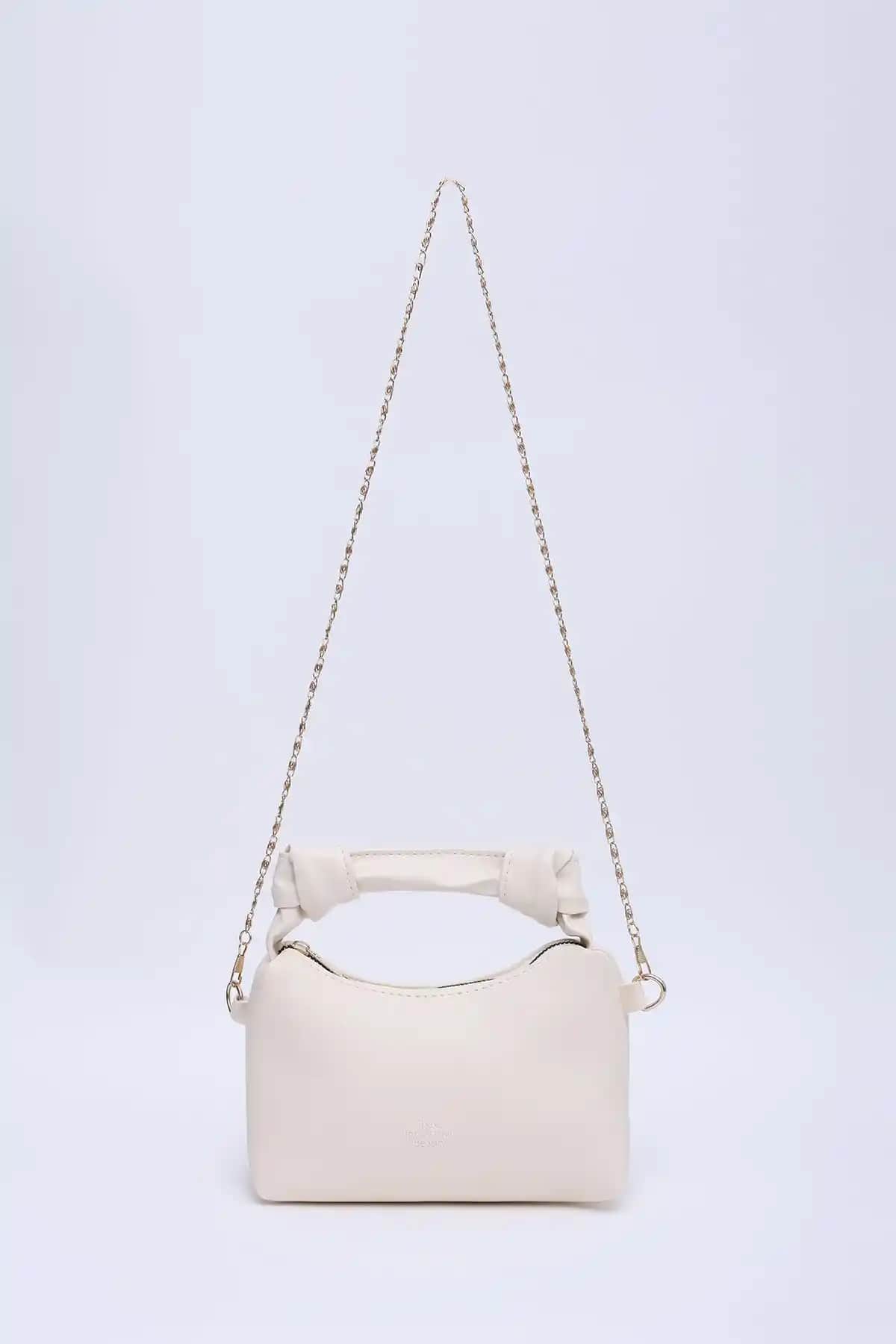 Shaka Krem Shk24 Soft Deri Düğüm Detaylı Zincir Askılı El ve Omuz Çantası Özellikleri