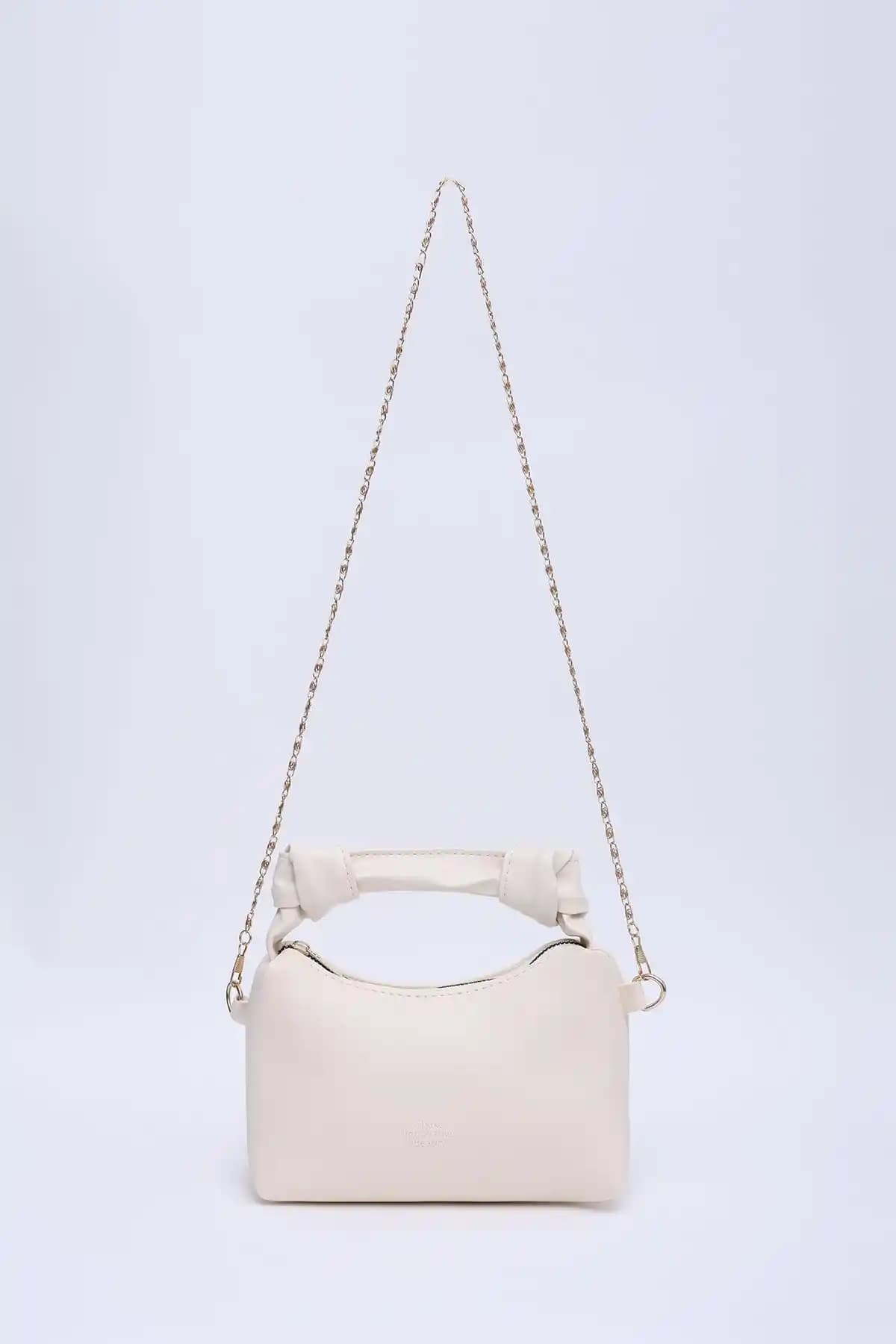 Shaka Krem Shk24 Soft Deri Düğüm Detaylı Zincir Askılı El ve Omuz Çantası Özellikleri
