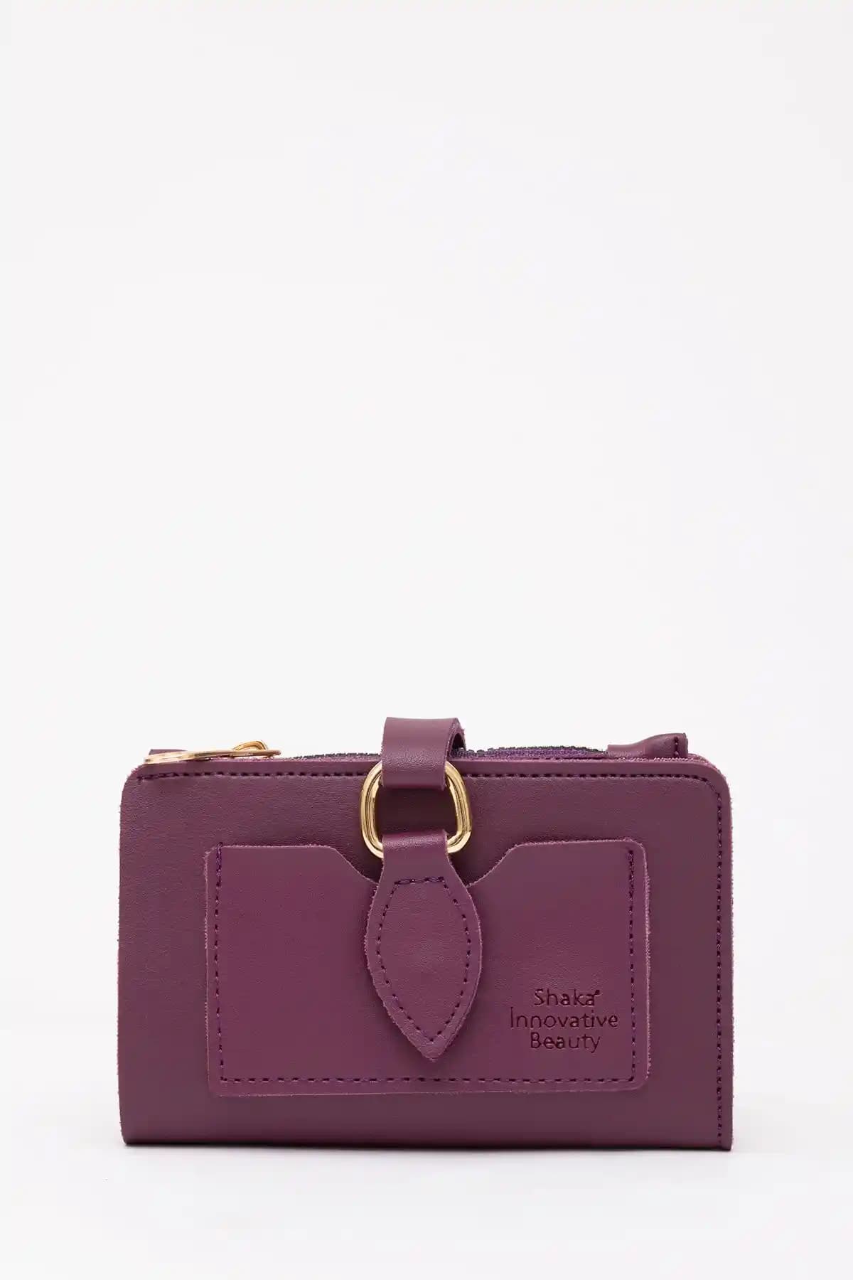 Shaka Mor Damla Tokalı İmitasyon Deri Cüzdan Günlük ve Özel Kullanım İçin Ideal
