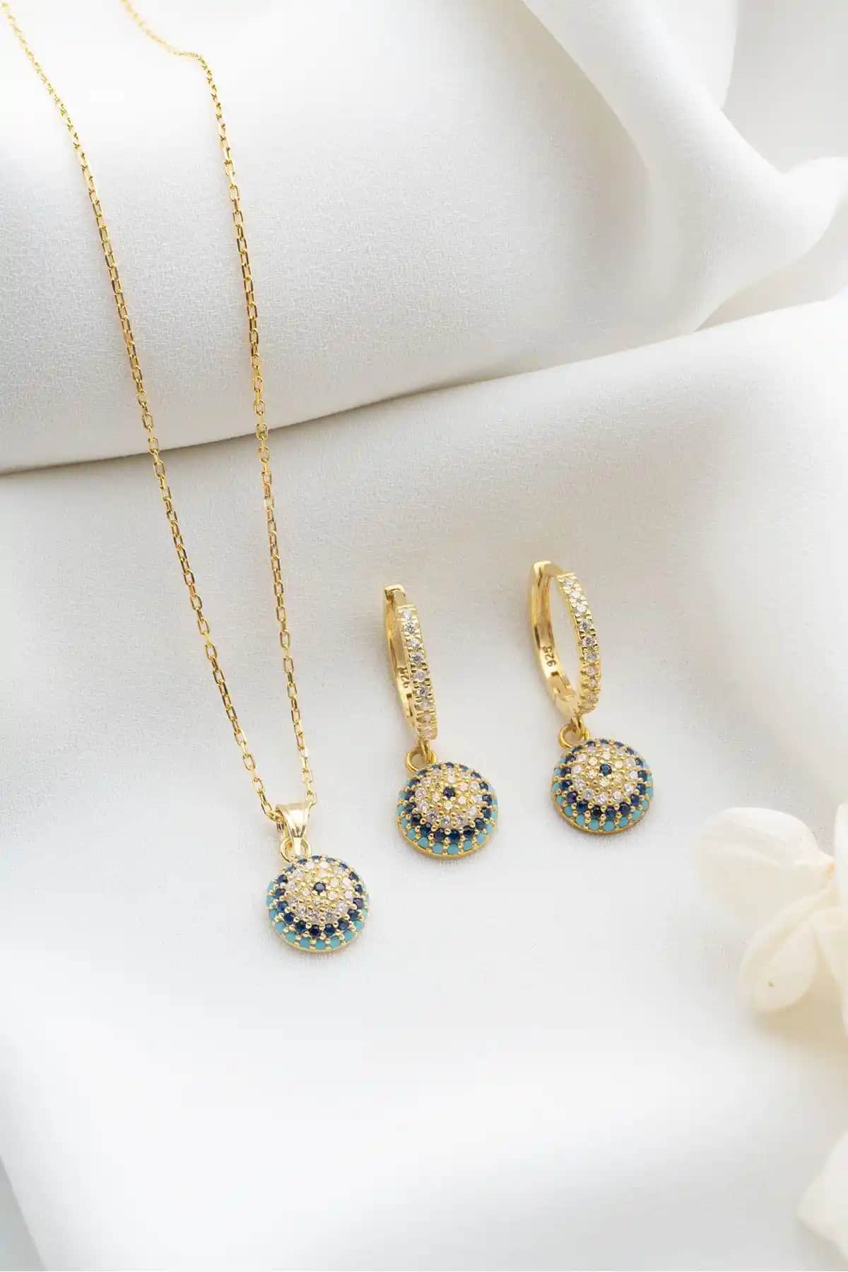 Silvano Jewelry 925 Ayar Gümüş Göz Nazarlı Kolye ve Küpe Seti İncelemesi