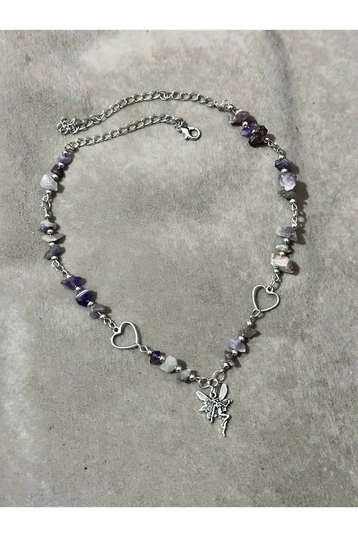 Sleyshop Ametist Mor Kalpli Peri Doğaltaş Kolye: Doğal ve Şık Takı Seçenekleri