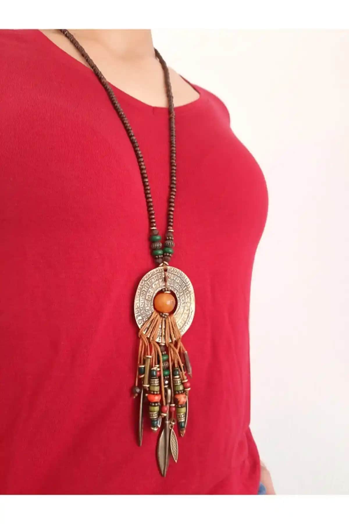 Takitokaciniz Otantik Kazak Üstü Uzun Kolye: Şıklık ve Doğallık Bir Arada