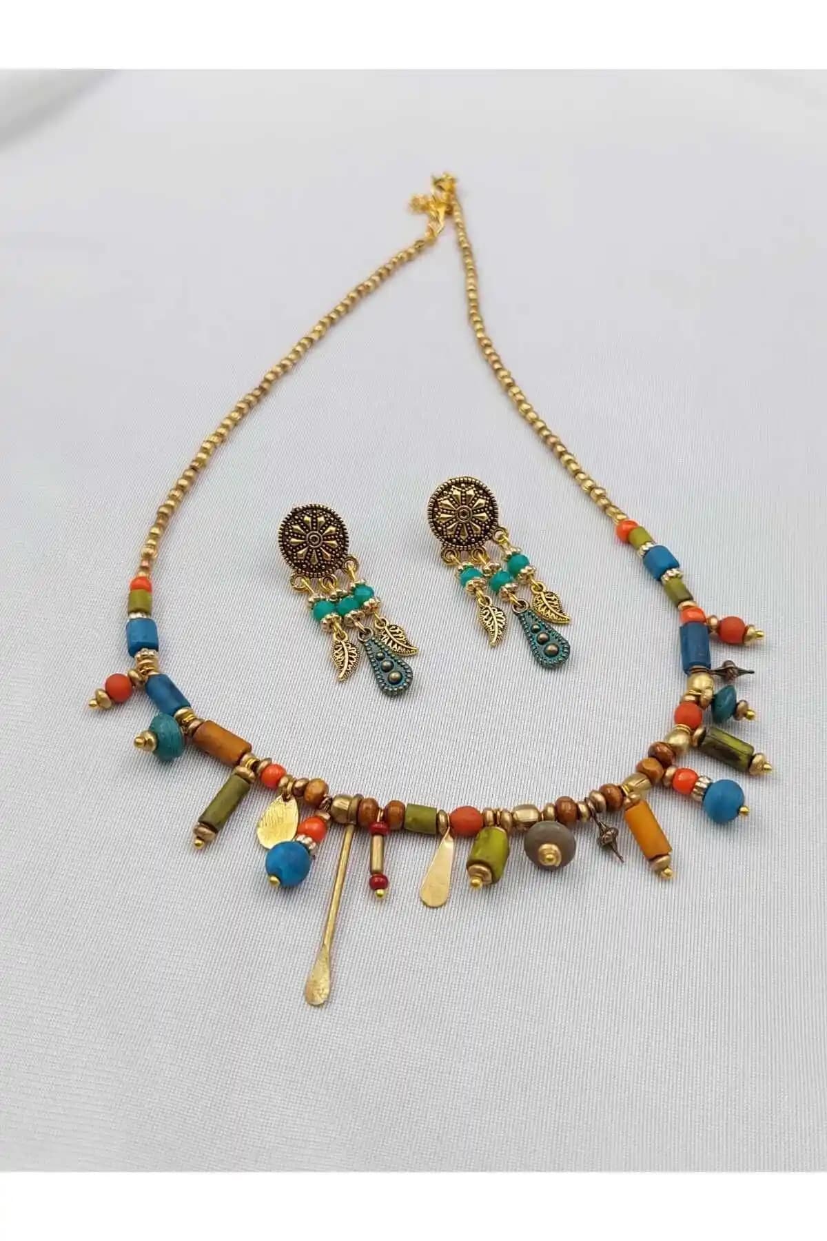 Takitokaciniz Otantik Kolye Küpe Seti: Şık ve Dayanıklı Pirinç Takı Tasarımı