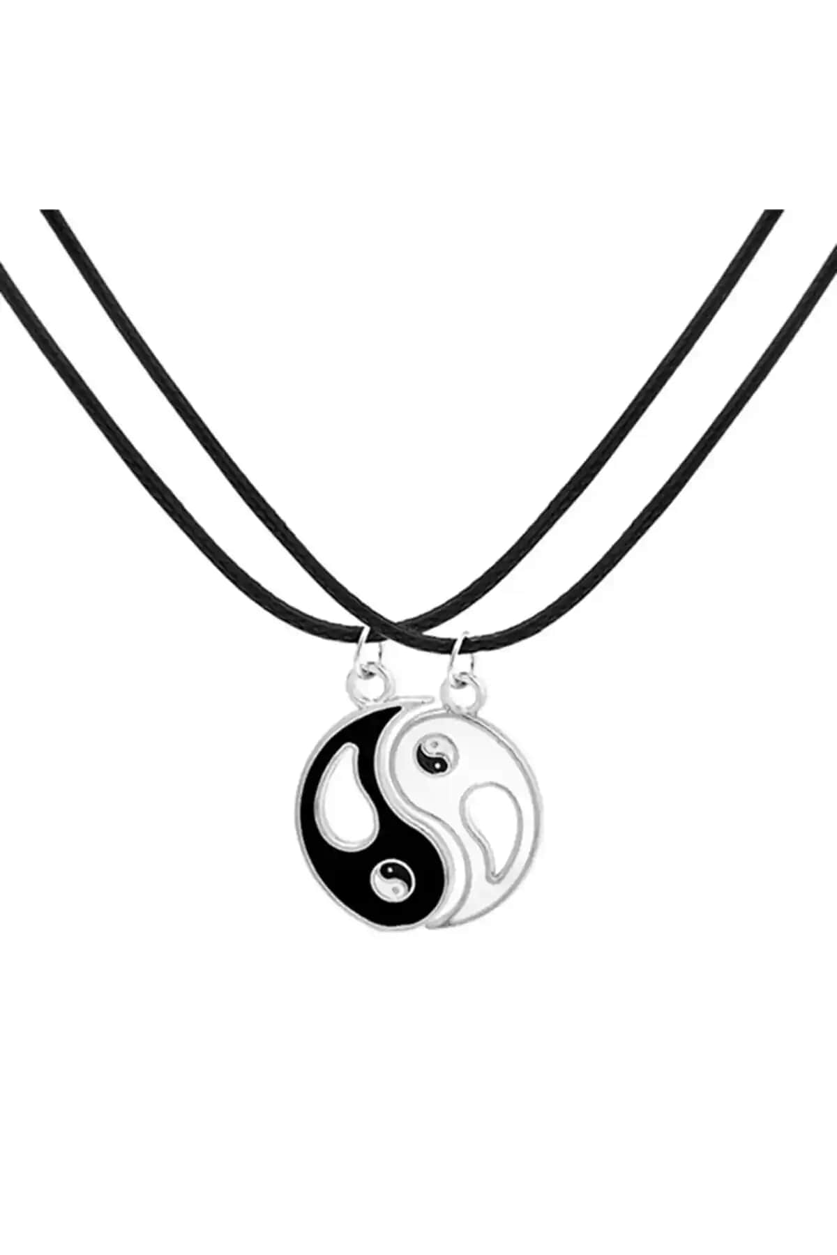 Trend Collection Siyah Yin Yang Kolyesi Arkadaşlık ve Sevgi Bağlarını Temsil Eden Modern Takı