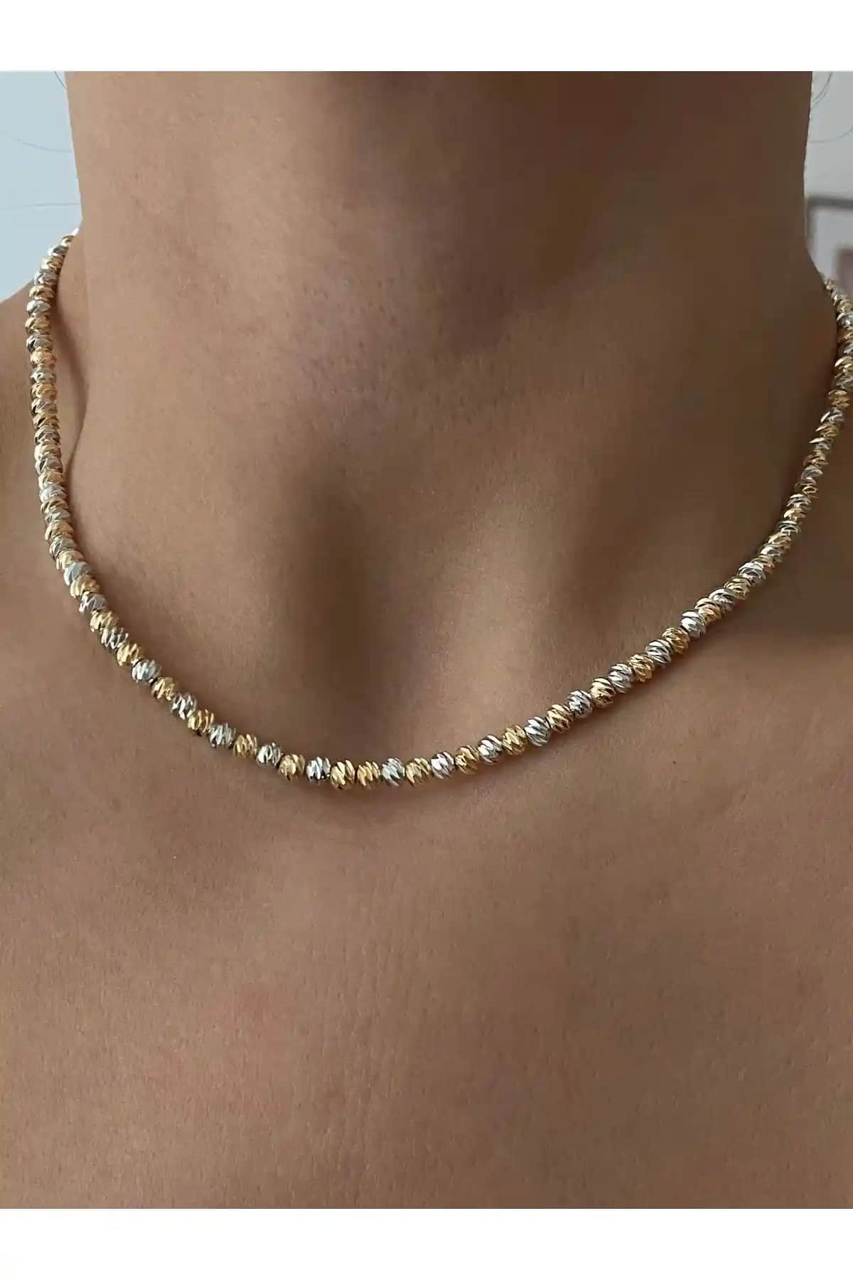 Vi Store Çift Renk Dorika Kolye: Zarif ve Modern Altın Kaplama Takı Seçeneği