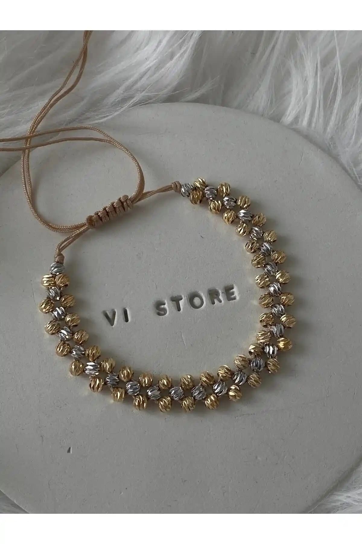 Vi Store Jewelry Asansörlü Çift Renk Dorika Bileklik Modern ve Şık Tasarım
