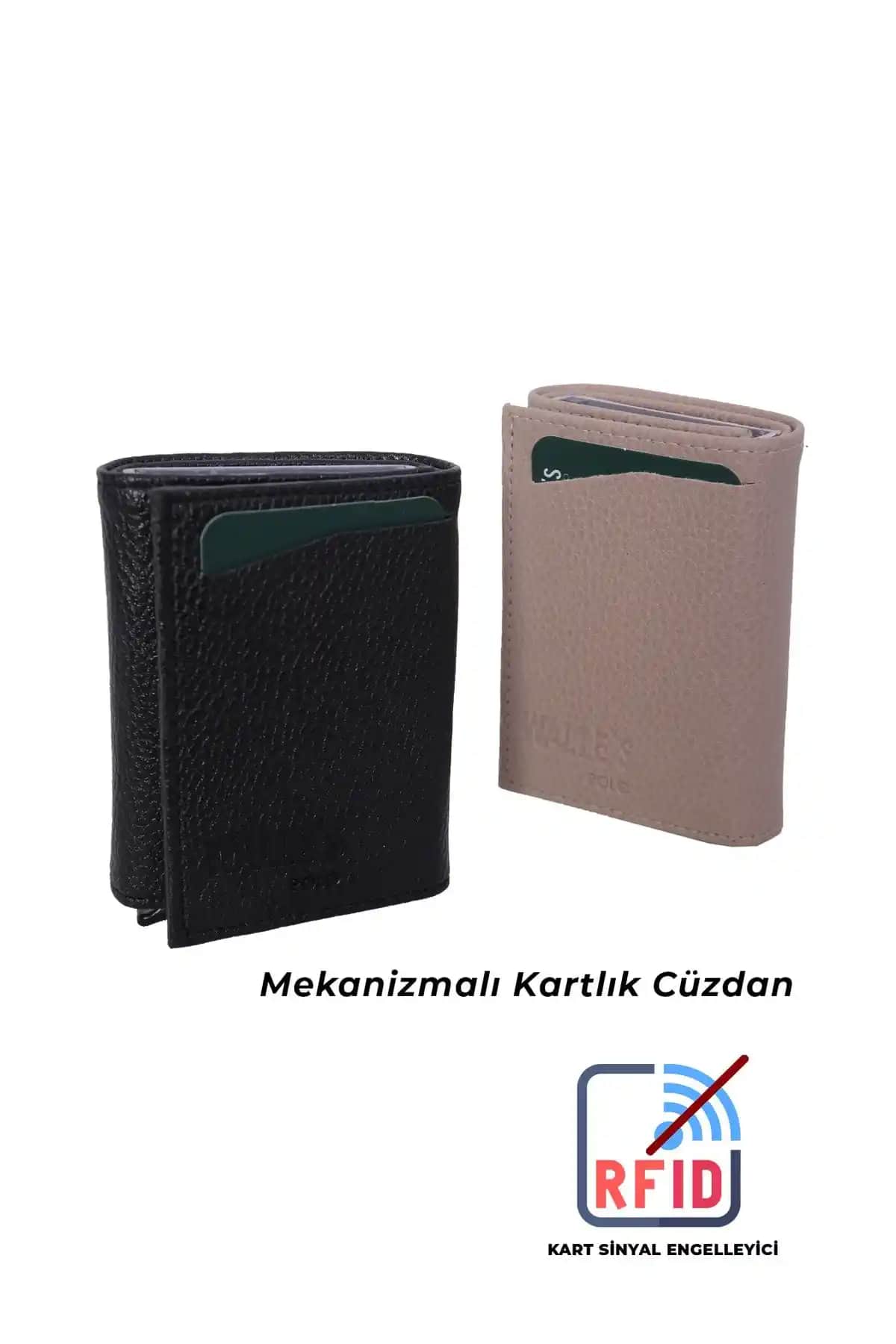 Walle's Polo Erkek ve Kadın İçin Siyah-Krem Deri Cüzdan Seti Günlük Kullanım İçin Uygun