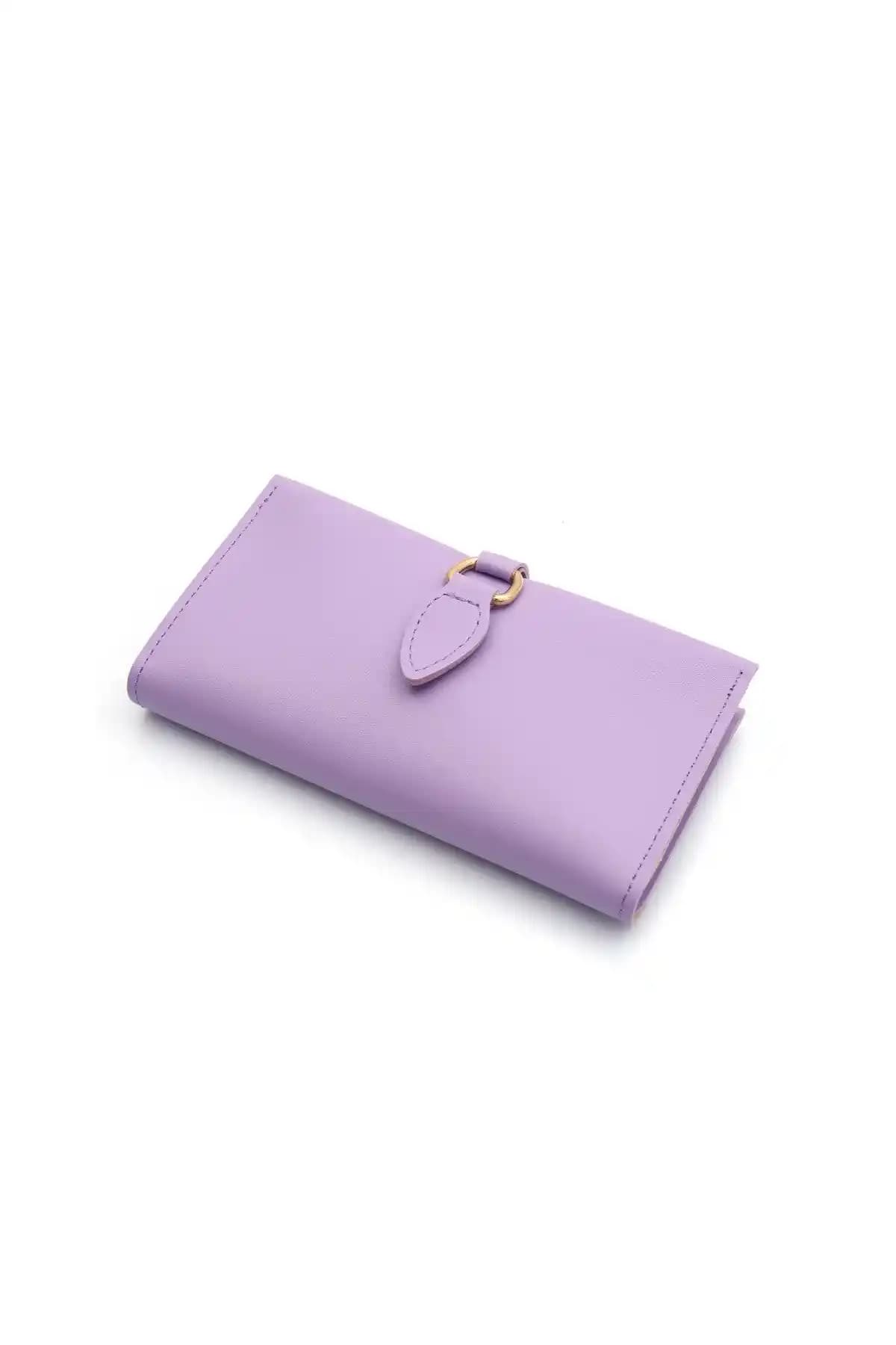 Womancraft Mor Dokulu Unisex Büyük Boy Cüzdan Dayanıklı ve Şık Tasarım