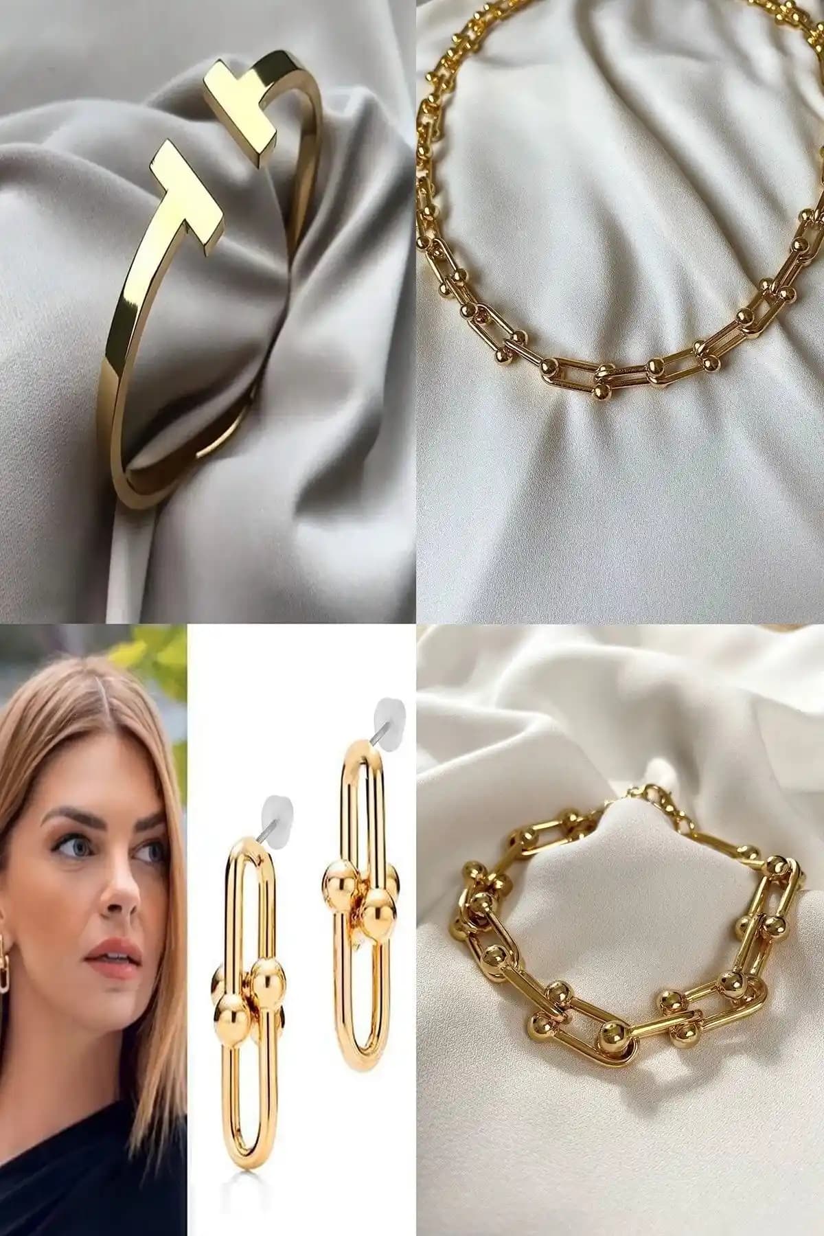 X-Lady Accessories Altın Renk Tiffany Blanca Seti Modern ve Şık Takı Koleksiyonu