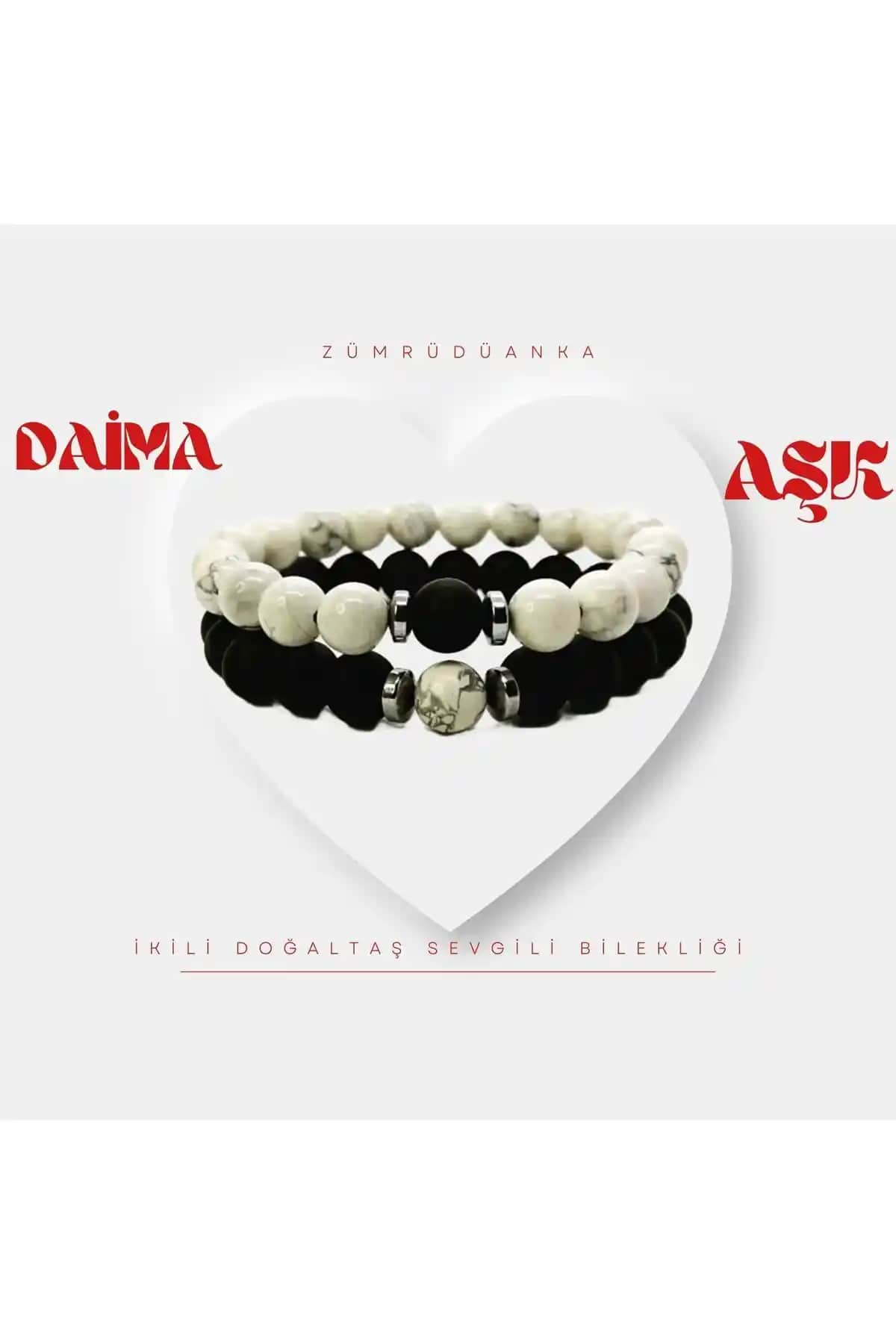 Zümrüdüanka Doğaltaş Unisex Siyah Beyaz Bileklikler Şıklık ve Doğallığın Birleşimi