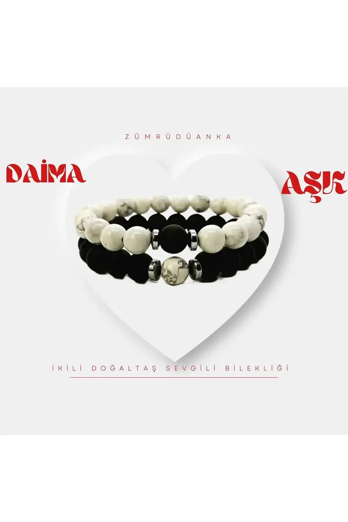 Zümrüdüanka Doğaltaş Unisex Siyah Beyaz Bileklikler Şıklık ve Doğallığın Birleşimi