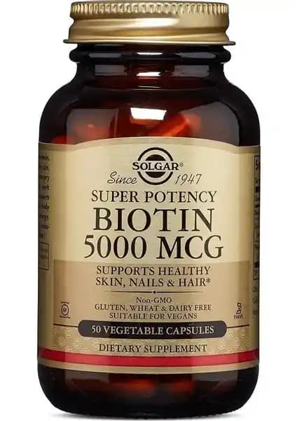 Solgar Biotin 5000 Mcg: Saç ve Tırnak Sağlığınızı Destekleyen Takviye