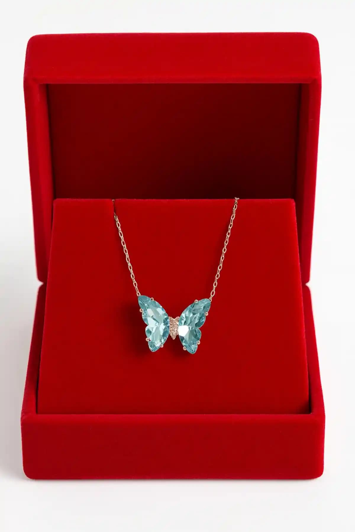 925 Ayar Gümüş Kelebek Kolye Pembe Zirkon Taşlı Zarif ve Modern Tasarım