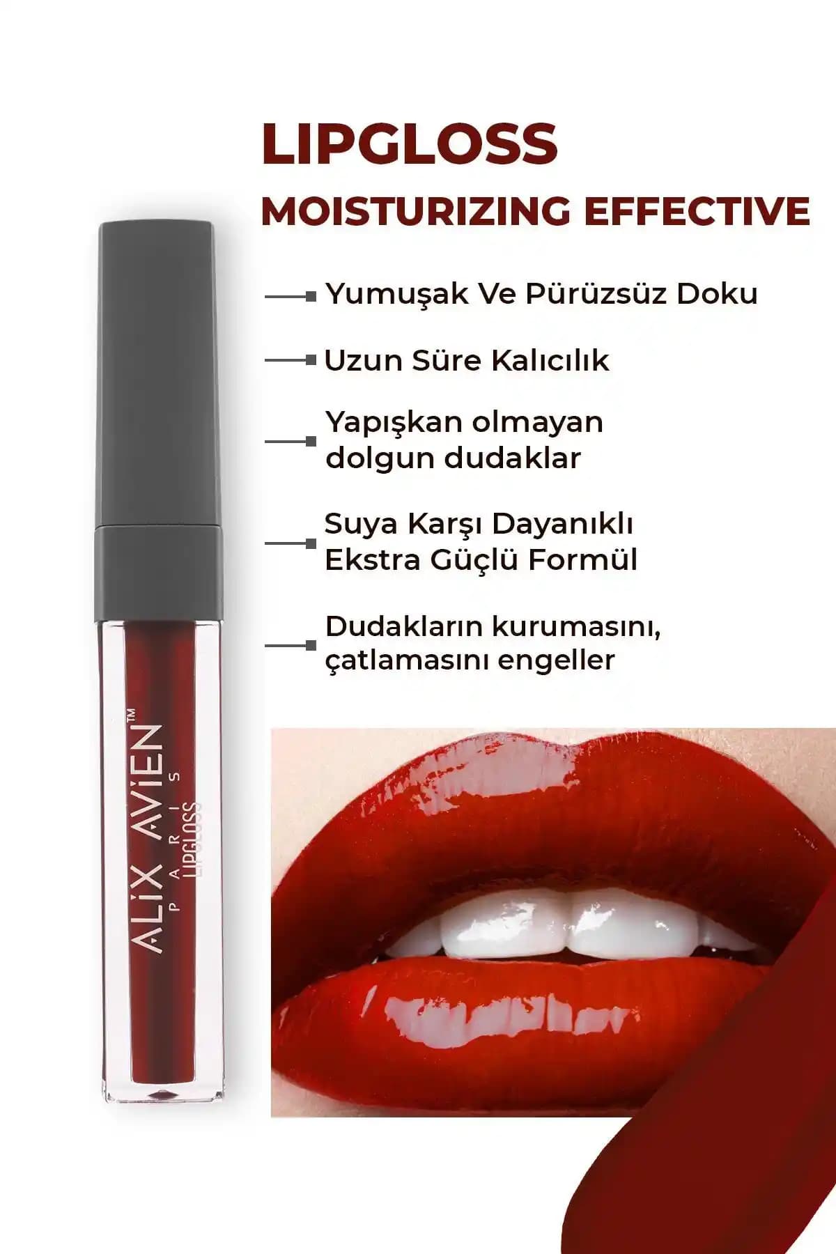 Alix Avien Lipgloss 06 Juicy Cherry Dudak Parlatıcısı Doğal Parlaklık ve Uzun Süre Kalıcılık Sağlar