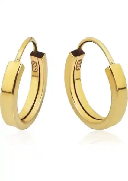 Altın Kesesi 14 Ayar Altın Düz Çift Halka Küpe: Şıklık ve Kalitenin Buluşması