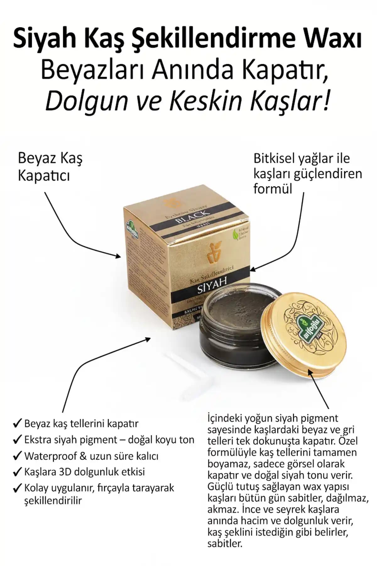 Arifoğlu Siyah Kaş Şekillendirici Wax: Doğal ve Güçlendirici Kaş Bakım Ürünü