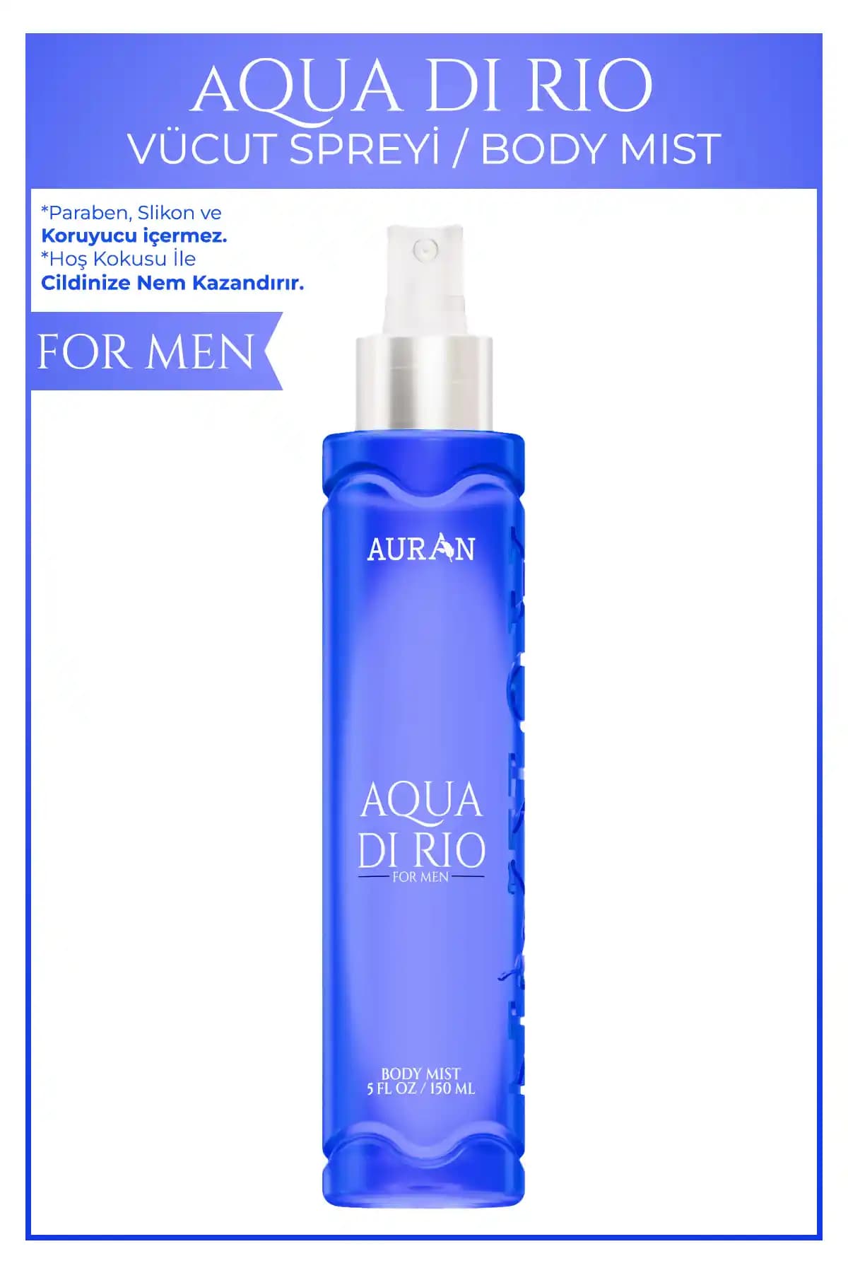 AURAN Aqua Di Rio Erkek Vücut Spreyi: Ferahlatıcı ve Kalıcı Koku ile Günlük Kullanım İçin Uygun