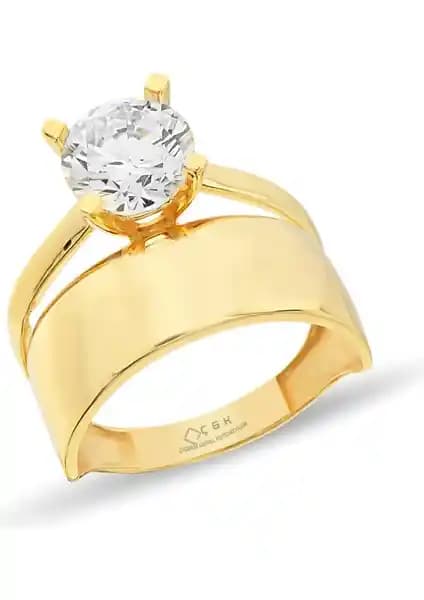 ÇGK Kuyumculuk 8 Ayar Altın Tektaş Alyans Yüzük Modern ve Zarif Tasarım