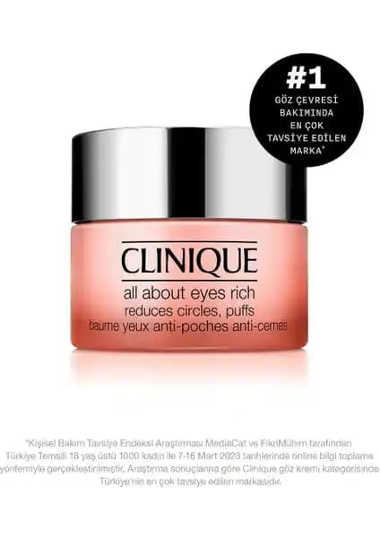 Clinique All About Eyes Rich Göz Çevresi Bakım Kremi Kuru ve Çok Kuru Ciltler İçin Etkili Çözüm
