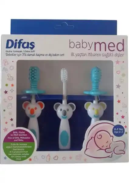 Difaş Bebekler İçin 3'lü Damak Kaşıma ve Diş Bakım Seti Güvenli ve Hassas Kullanım İçin Tasarlandı