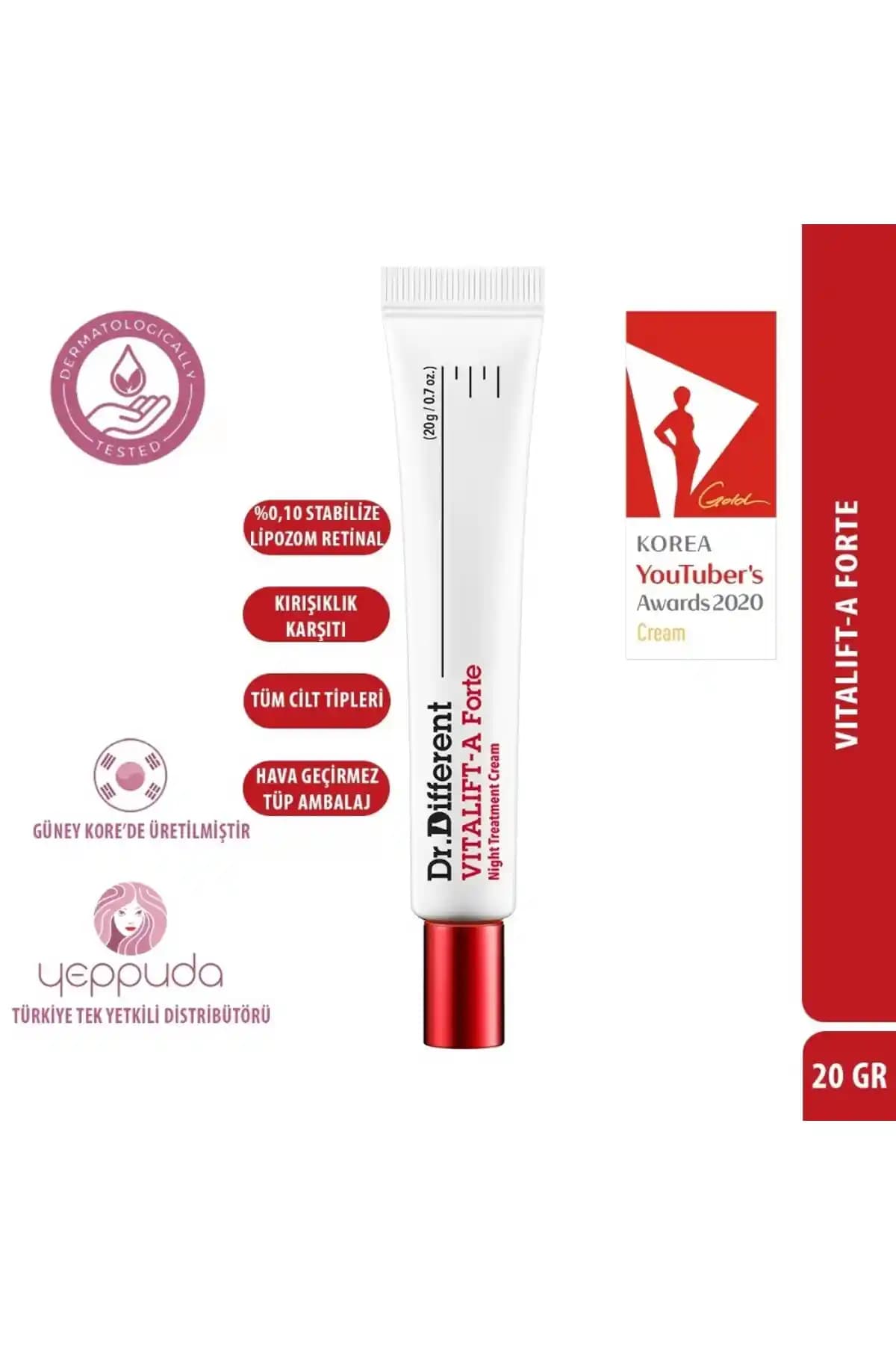 Dr.Different Vitalift-A Forte: Yaşlanma ve Kırışıklık Karşıtı Gece Kremi Analizi ve Kullanım Rehberi