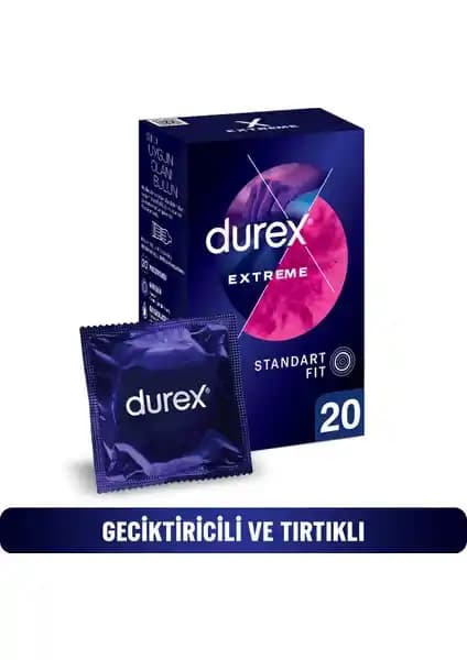 Durex Extreme 20'li Tırtıklı Prezervatif Geciktirici ve Uyarıcı Özelliklerle
