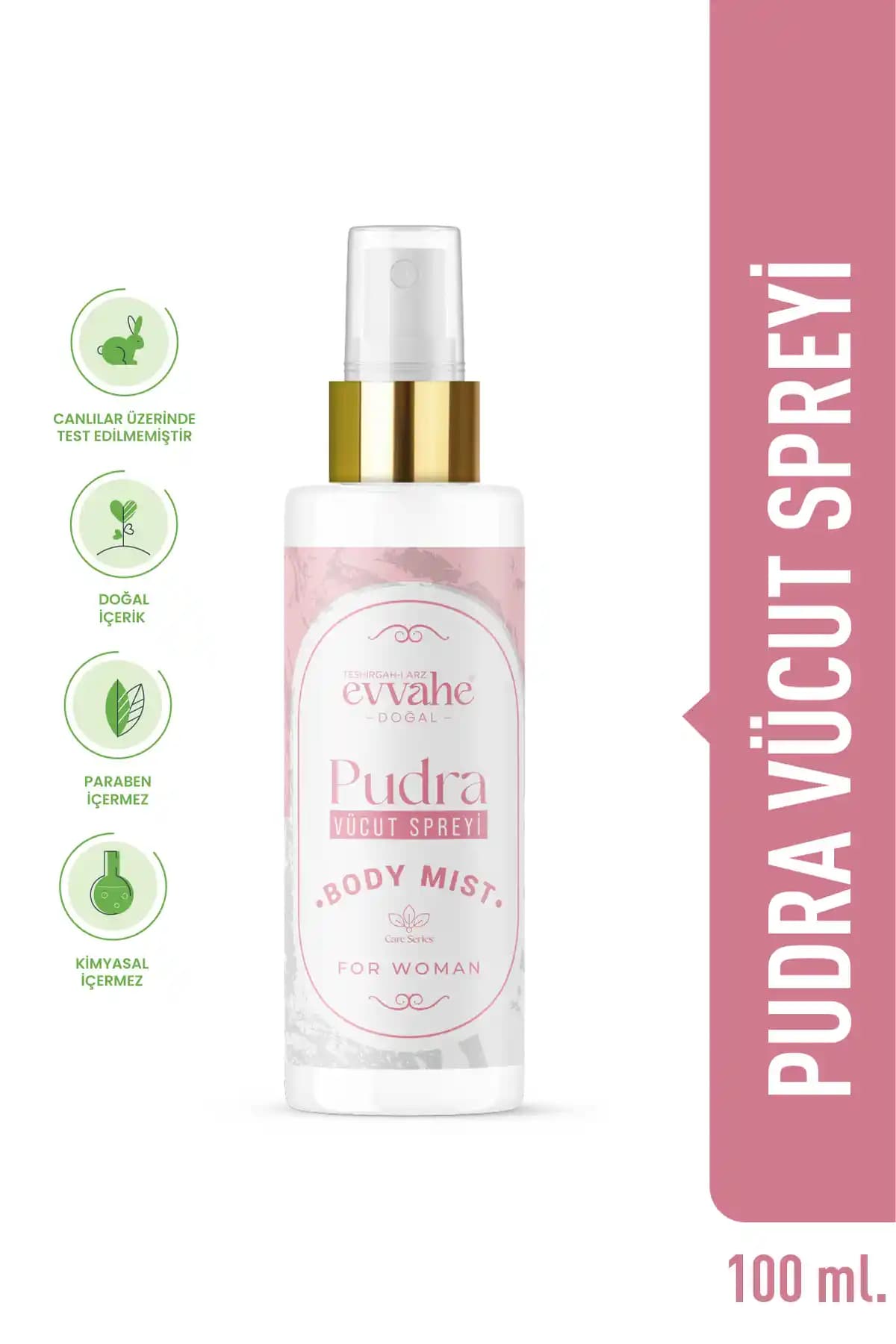 EVVAHE Doğal Pudra Vücut Spreyi: Hafif ve Ferahlatıcı Günlük Kullanım Kozmetiği