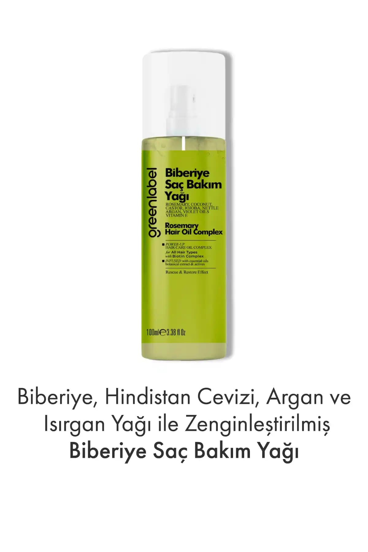 Green Label Biberiye Saç Bakım Yağı Doğal İçeriklerle Güçlendirilmiş Saç Sağlığı Ürünü