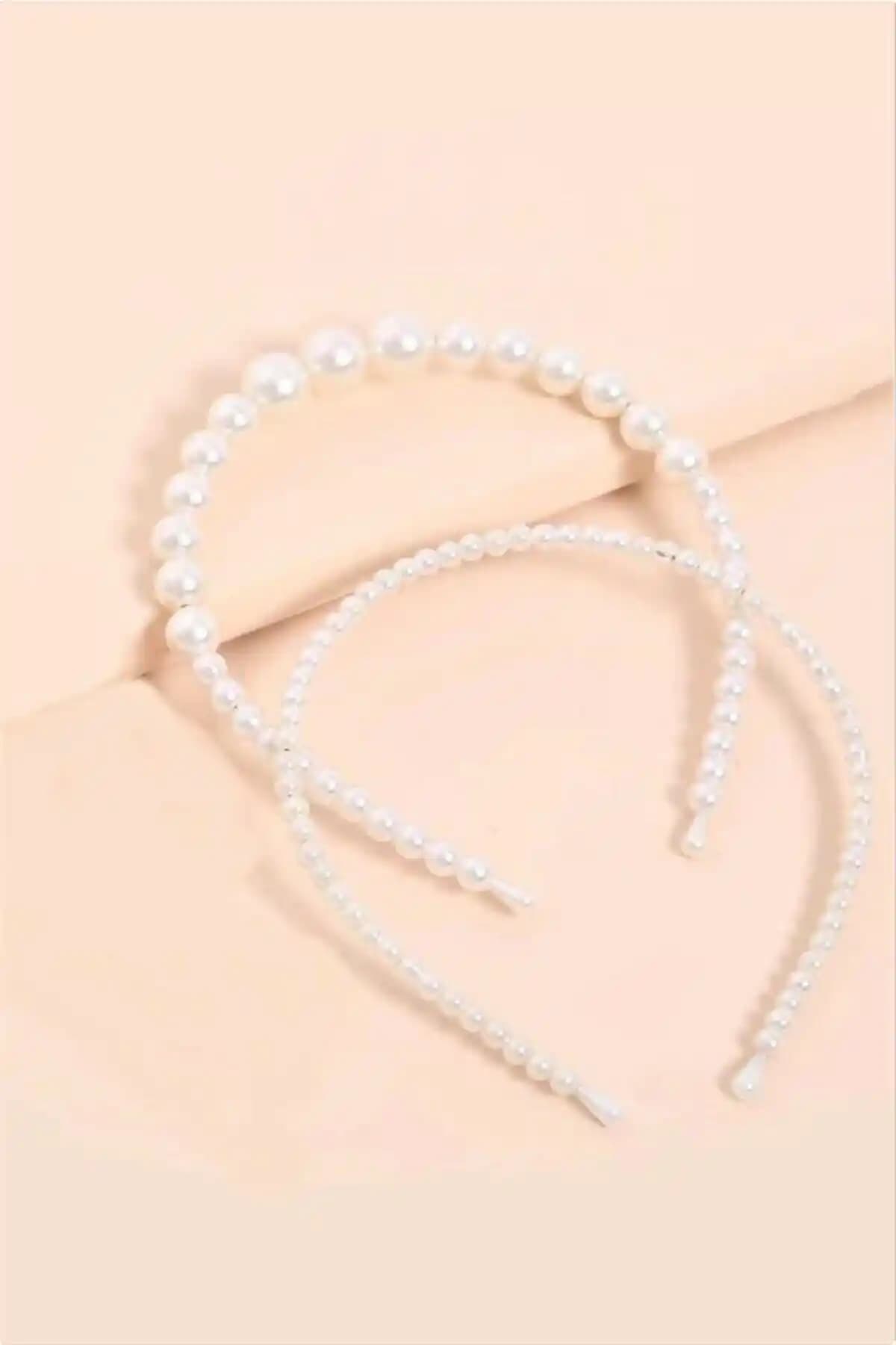 Kadınlar İçin Zarif Bej Renkli İnci Taç Seti Şık ve Dayanıklı Tasarım