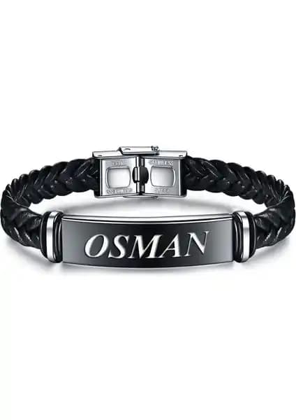 Kişiye Özel Deri Siyah Çelik Erkek Bileklik: Şık ve Dayanıklı Tasarım Seçenekleri