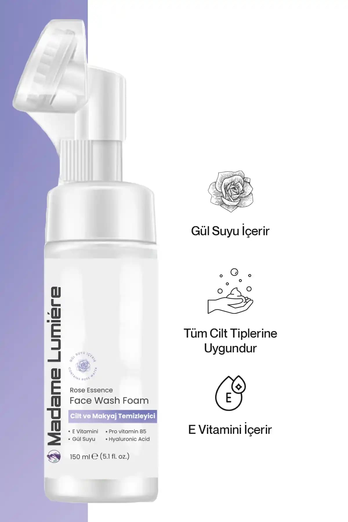 Madame Lumière Masaj Başlıklı Yüz Temizleme Köpüğü Siyah Nokta ve Sivilce Karşıtı Derin Temizlik