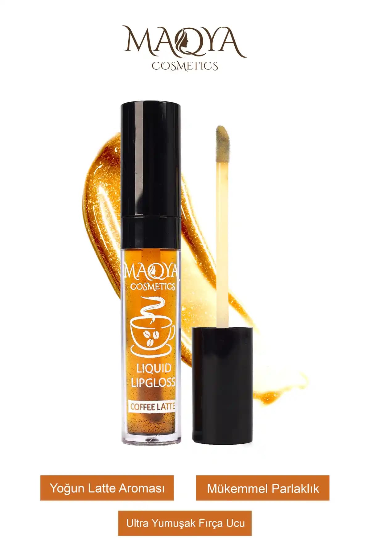 MAQYA Kozmetik Latte Kahve Aromalı Dudak Parlatıcı Gloss Doğal Görünüm ve Bakım Sağlar