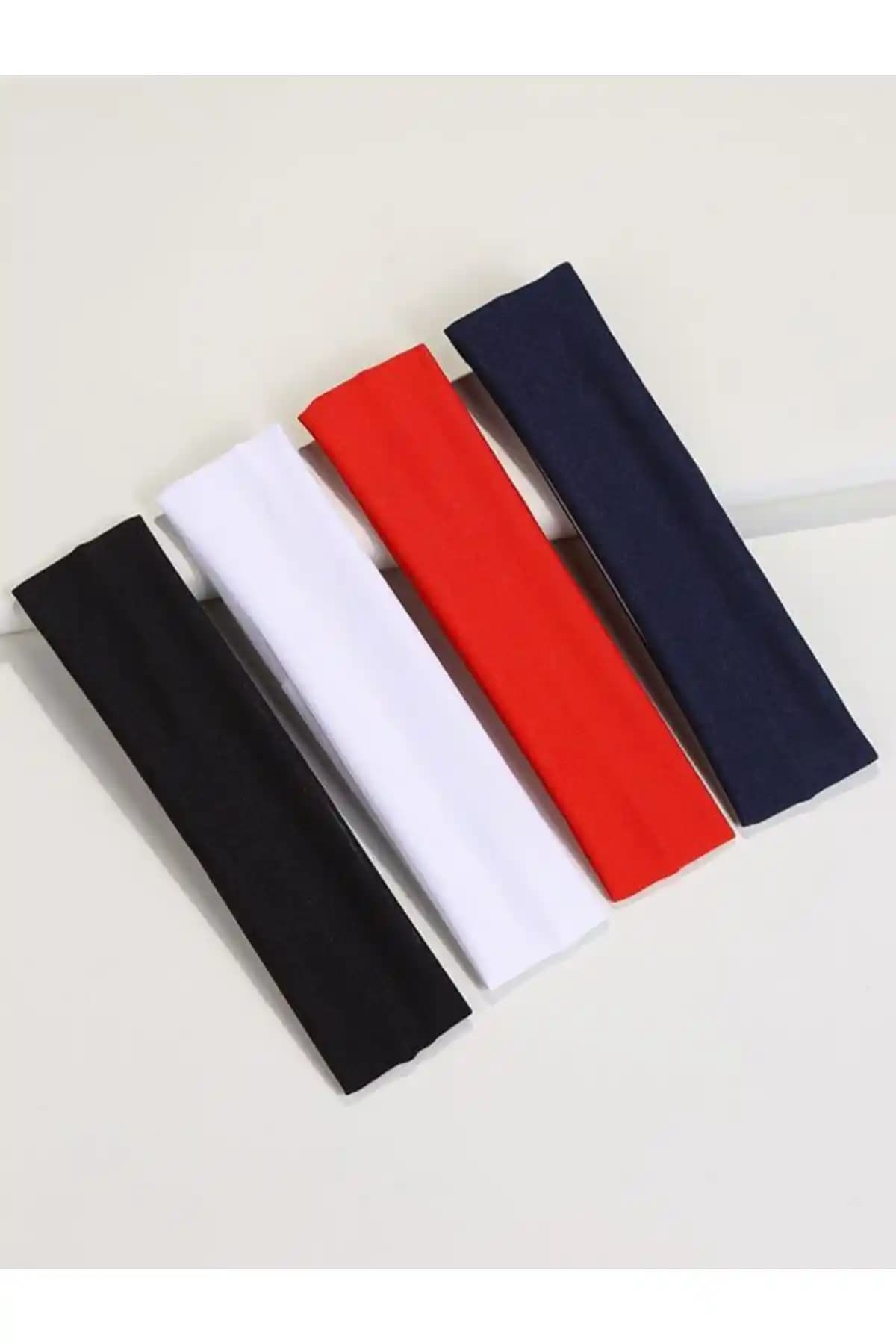 MERİCEY Kadın 4'lü Pamuklu Elastik Bandana Seti Çok Fonksiyonlu ve Şık Tasarım