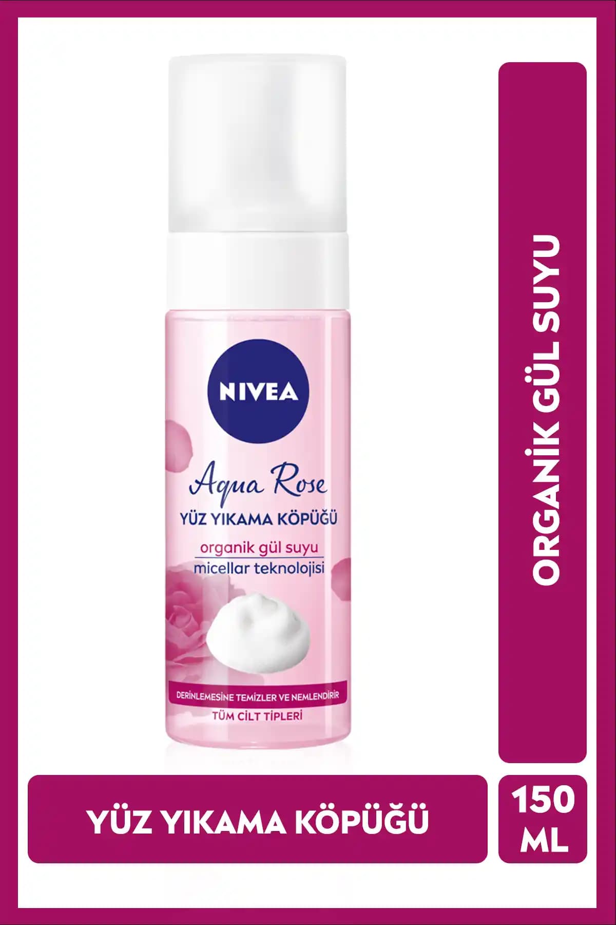 NIVEA Aqua Rose Organik Gül Suyu İçeren Yüz Yıkama Köpüğü: Derinlemesine Temizlik ve Nemlendirme