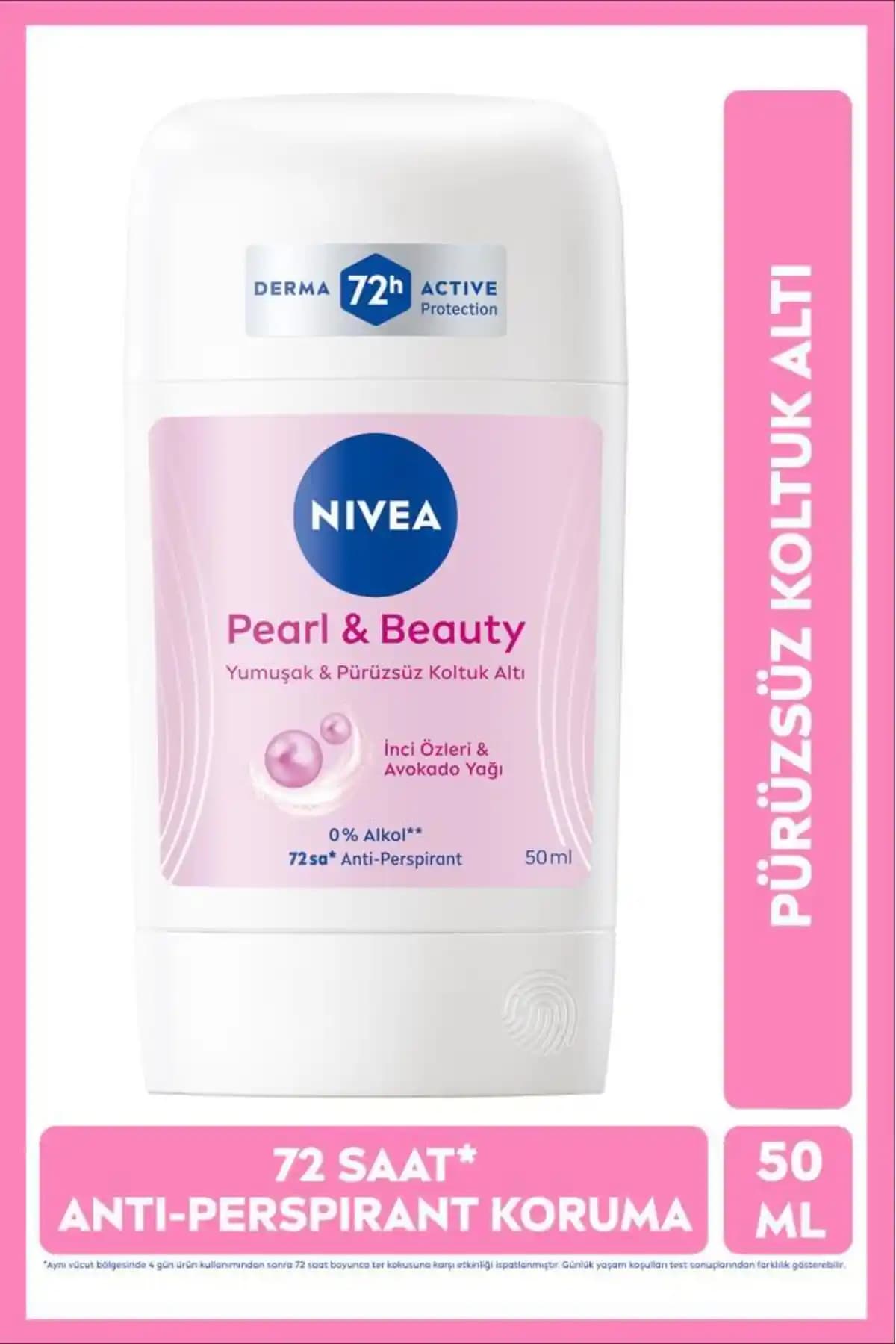 NIVEA Pearl & Beauty Kadın Stick Deodorant 72 Saat Koruma ve Doğal İçeriklerle Günlük Bakım