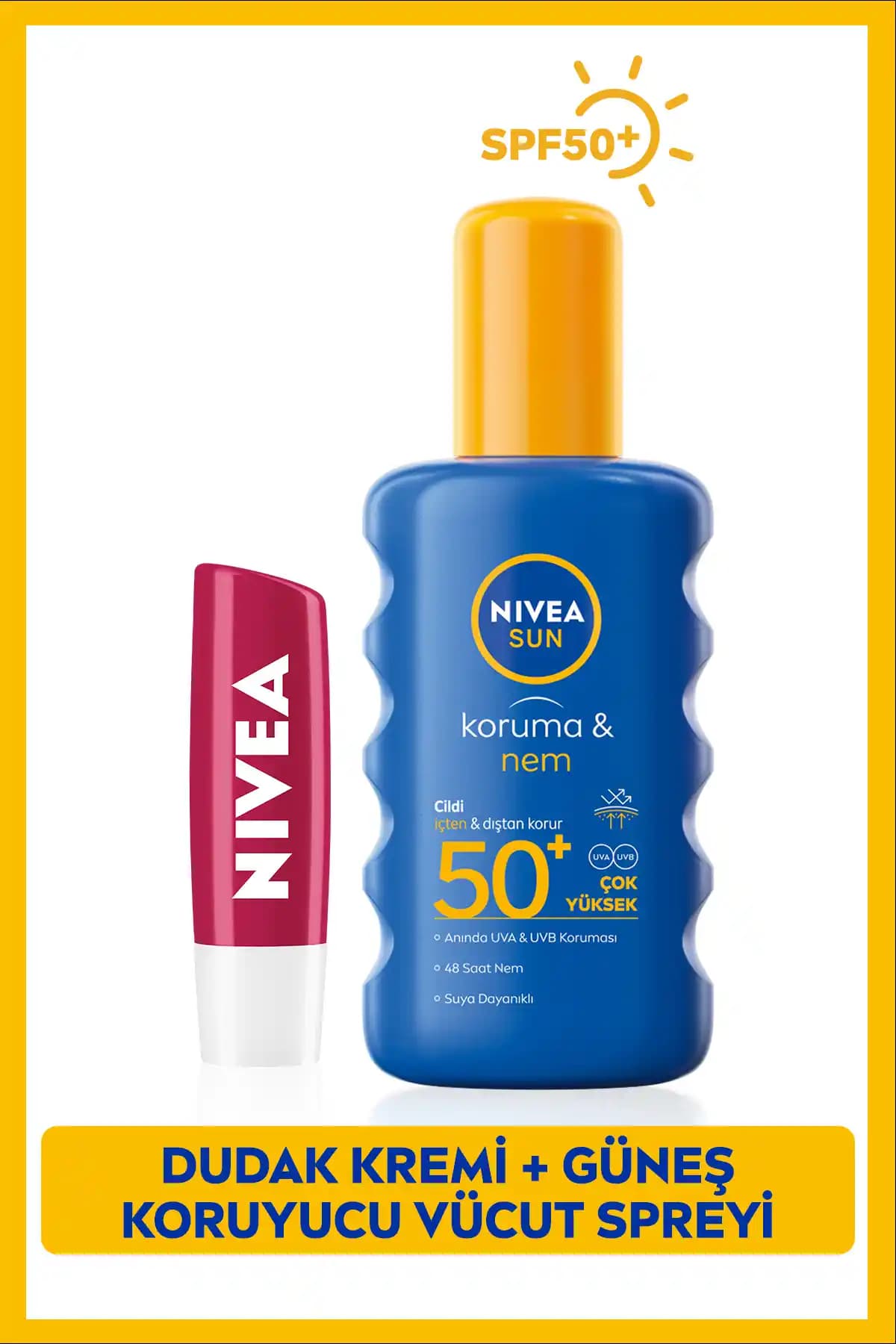 NIVEA SUN SPF50 ve Çilek Renkli Dudak Bakım Kremi ile Güneşten Korunma ve Nemlendirme Çözümleri
