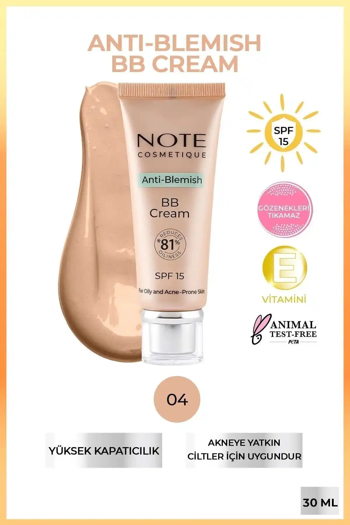 Note Cosmetics Anti-Blemish BB Cream SPF 15 Akneye Yatkın ve Yağlı Ciltler İçin Güncel Çözüm