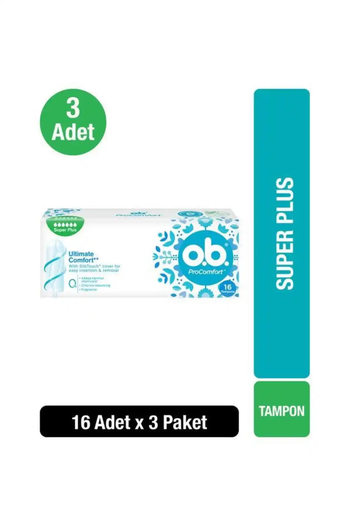 O.b. Tampon Süper Plus Yeni 16'lı x3 yüksek emicilik ve konfor sağlayan kadın hijyen ürünü